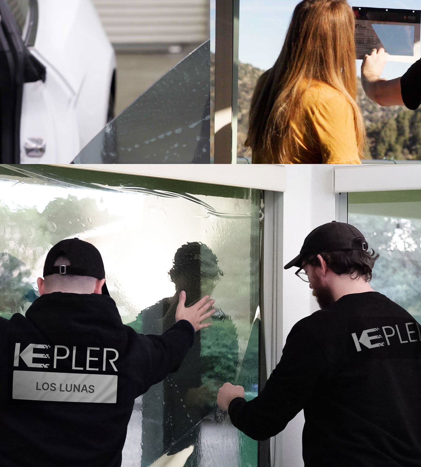 Kepler Technician Applying Ceramic Window Tint to Home in Los Lunas