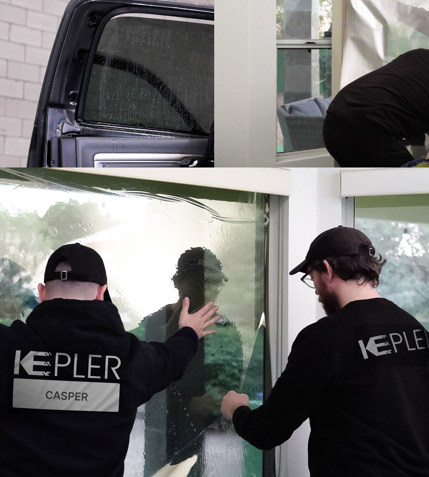 Kepler Technician Installing Advanced Window Tint to Home in Casper