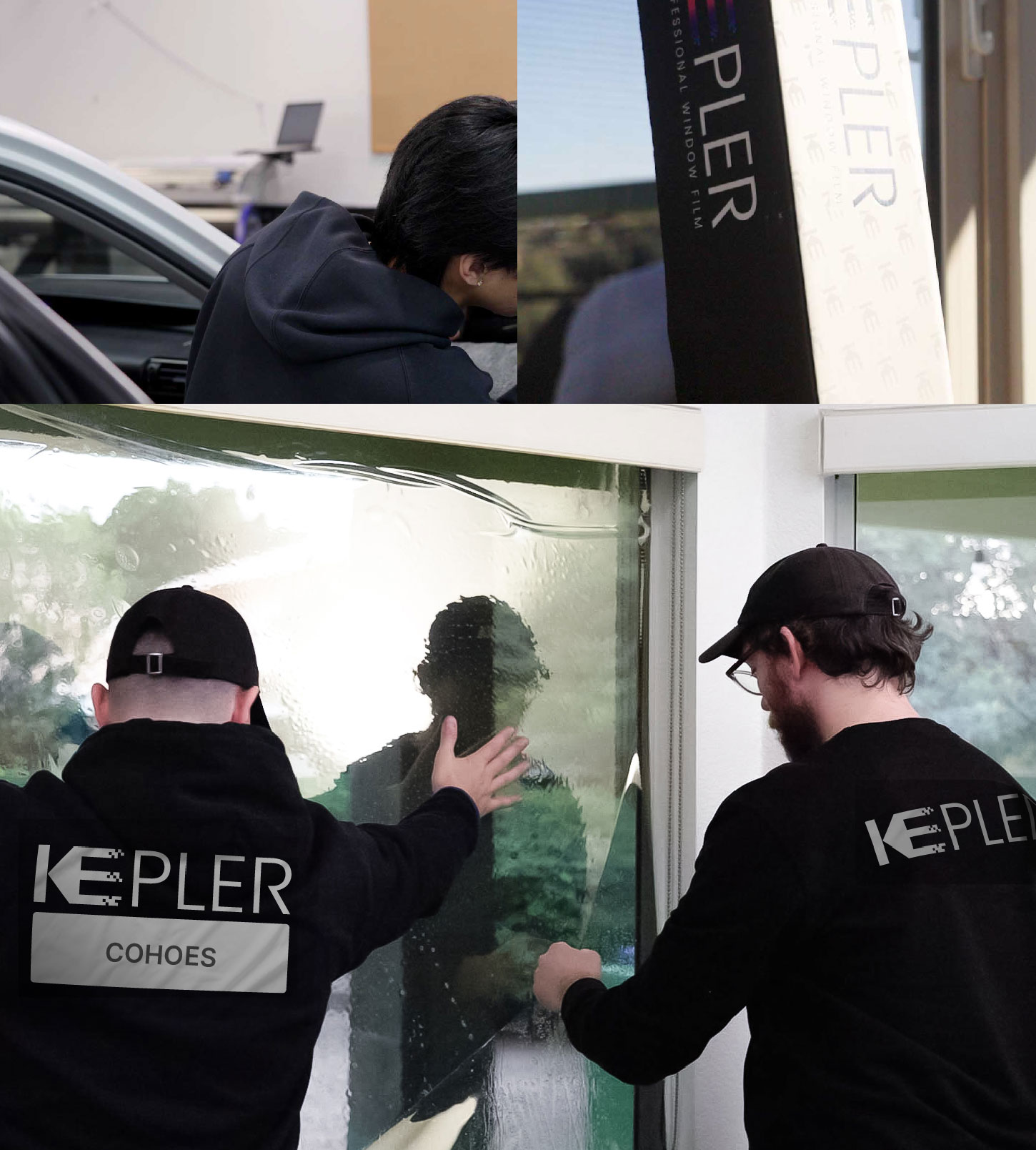 Expert Technician Applying High-tech Window Tint to Home in Cohoes