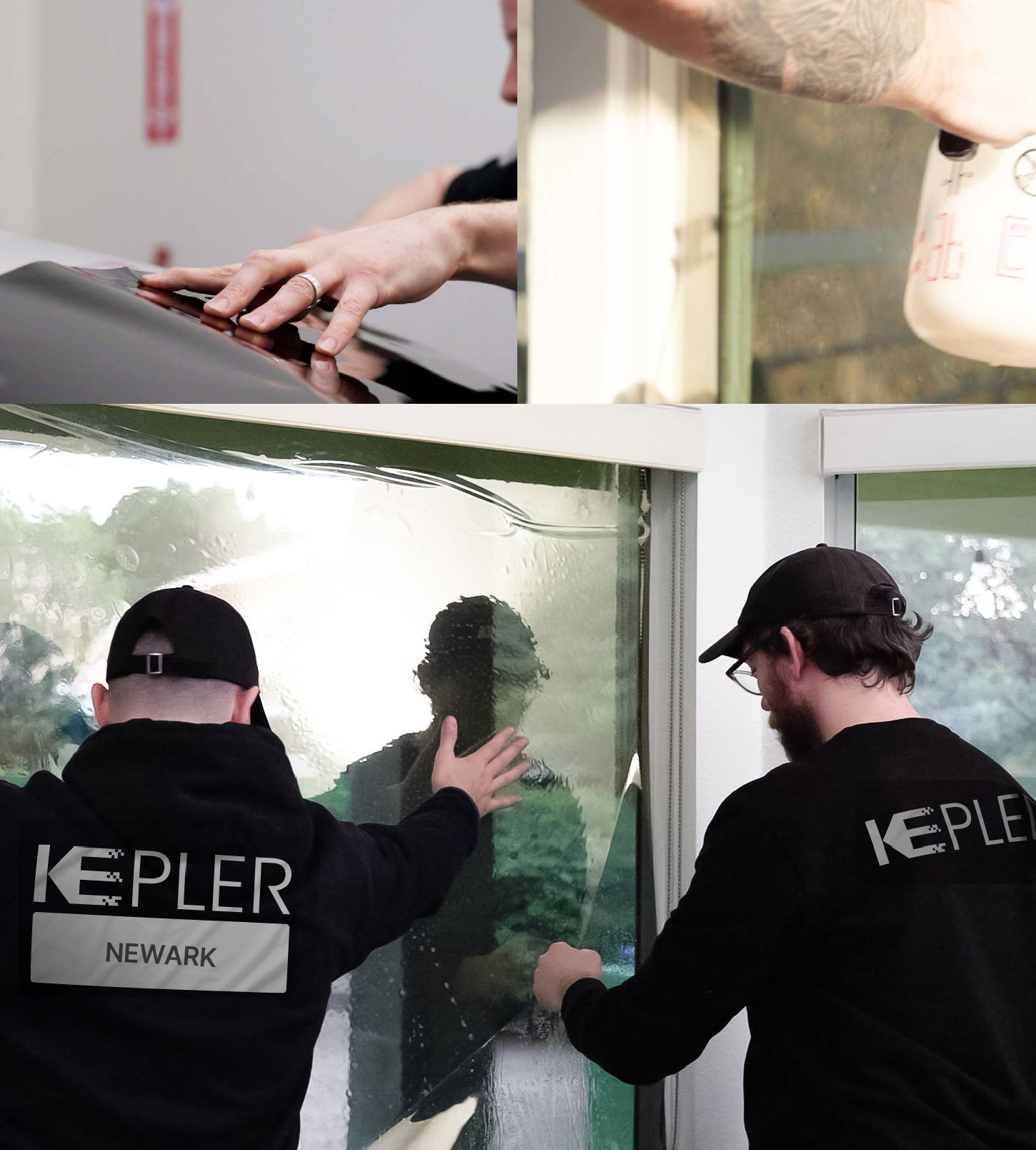 Expert Technician Installing Ceramic Window Tint to Home in Newark