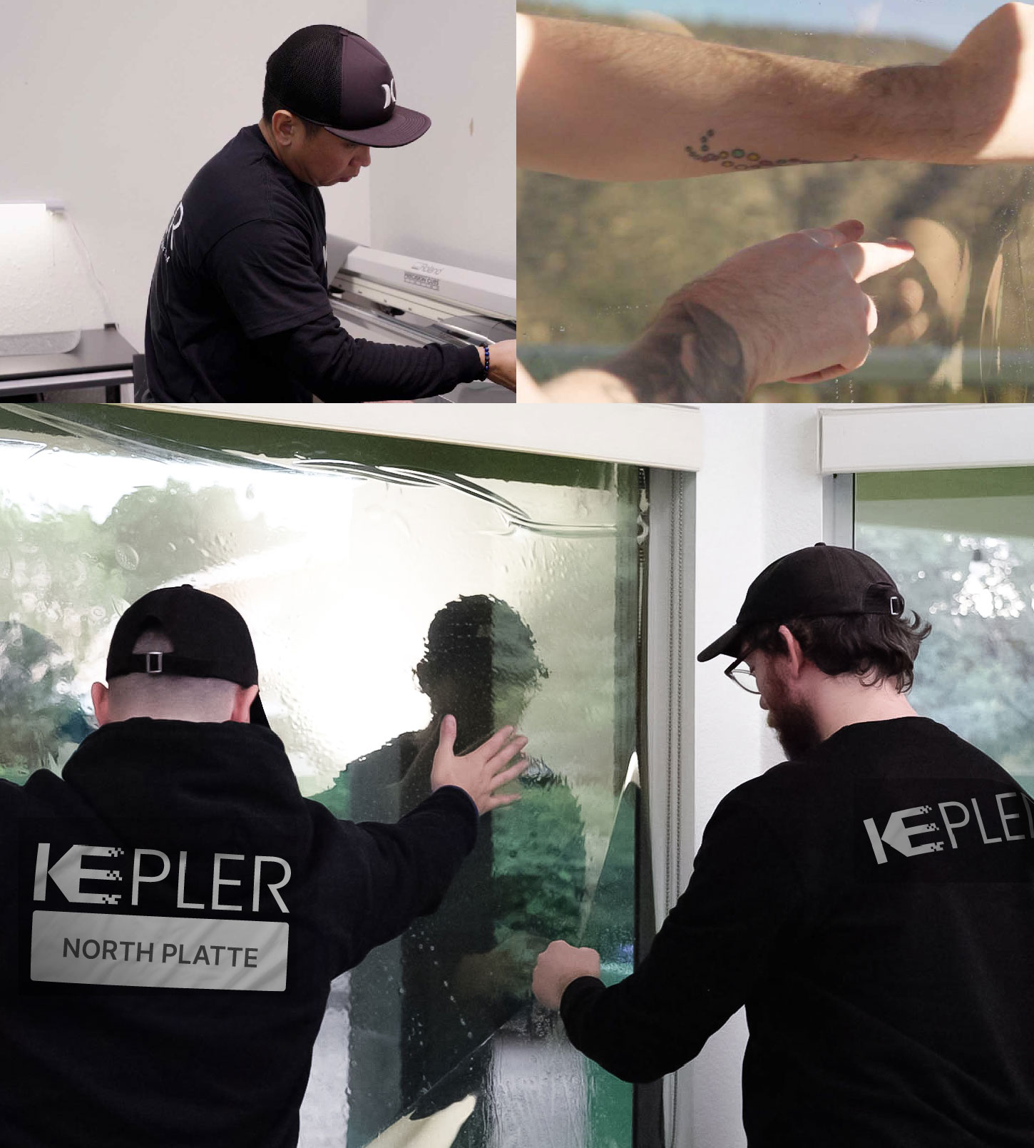 Expert Technician Fitting High-tech Window Tint to Home in North Platte
