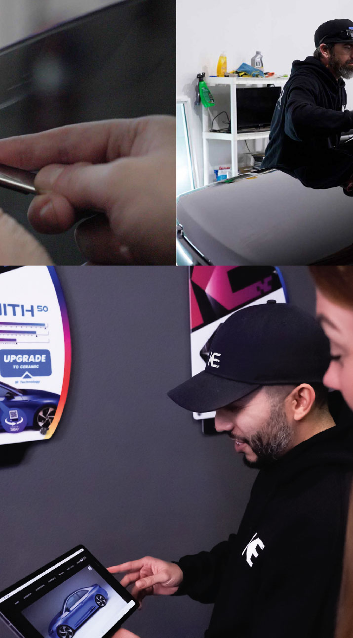 Kepler Dealer Showing Car Window Film Options to Customer in Allen Park, Michigan
