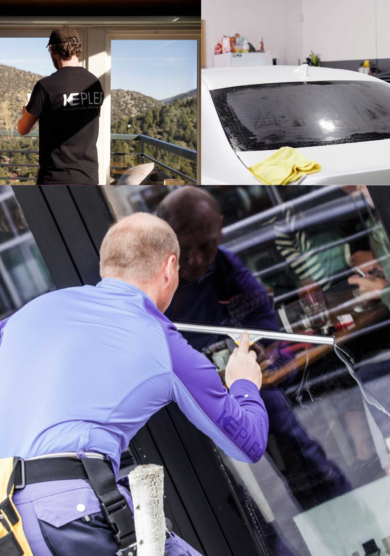 Kepler Expert Applying Anti-Graffiti Window Film to a Mustang Shop Front
