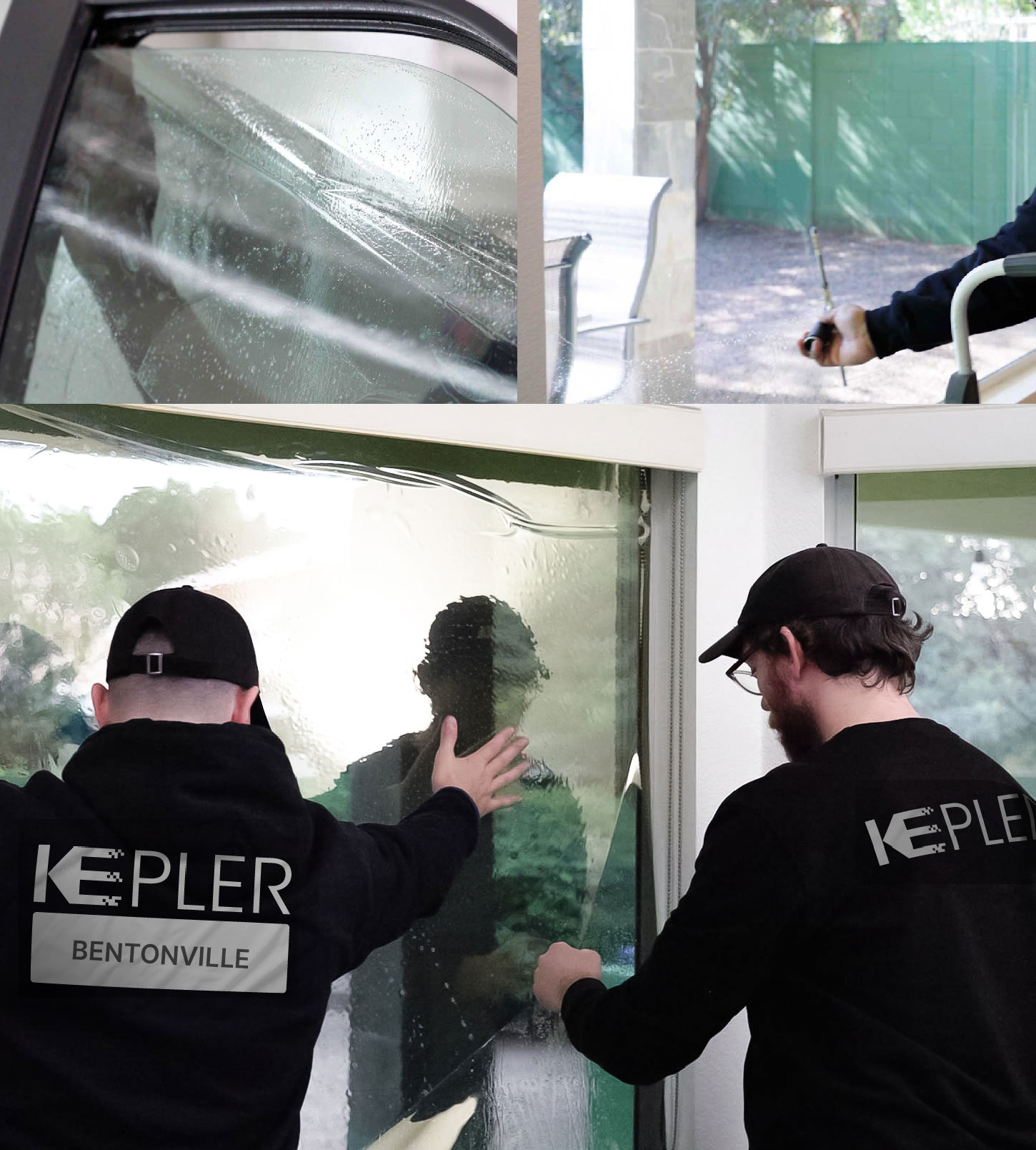 Kepler Technician Fitting Ceramic Window Tint to Home in Bentonville