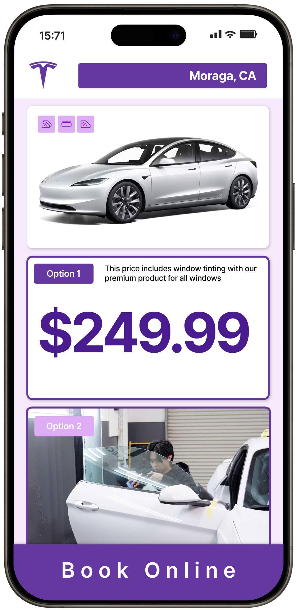 View Reasonable Tesla Window Tinting Costs in Moraga, California