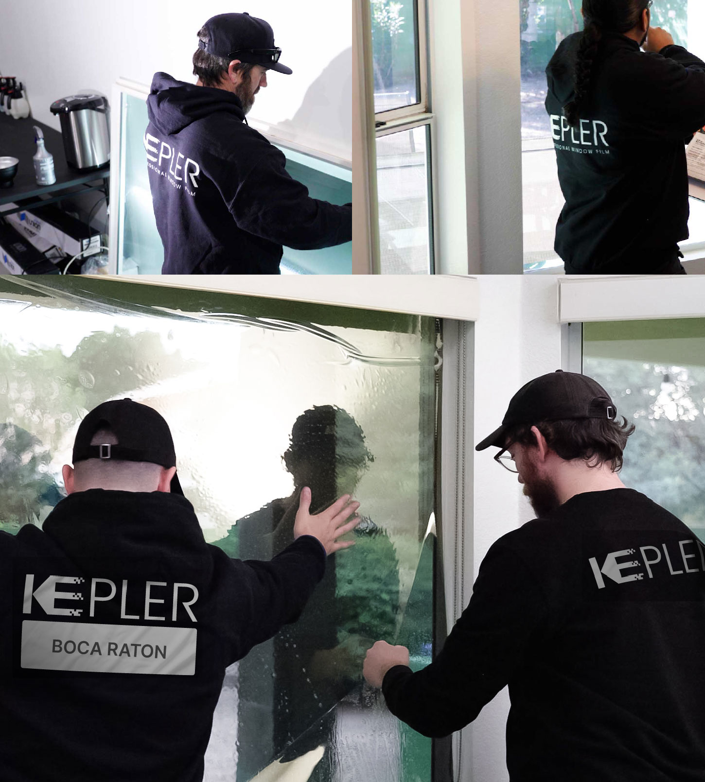 Kepler Technician Fitting Ceramic Window Tint to Home in Boca Raton