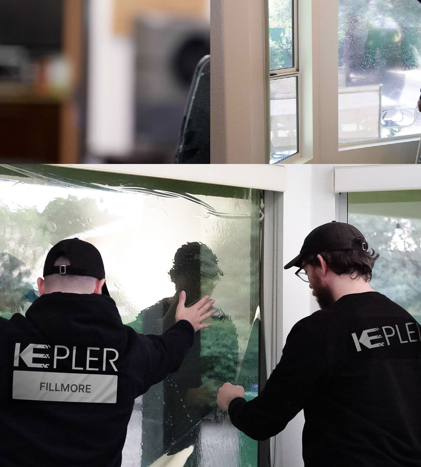 Expert Technician Fitting High-tech Window Tint to Home in Fillmore