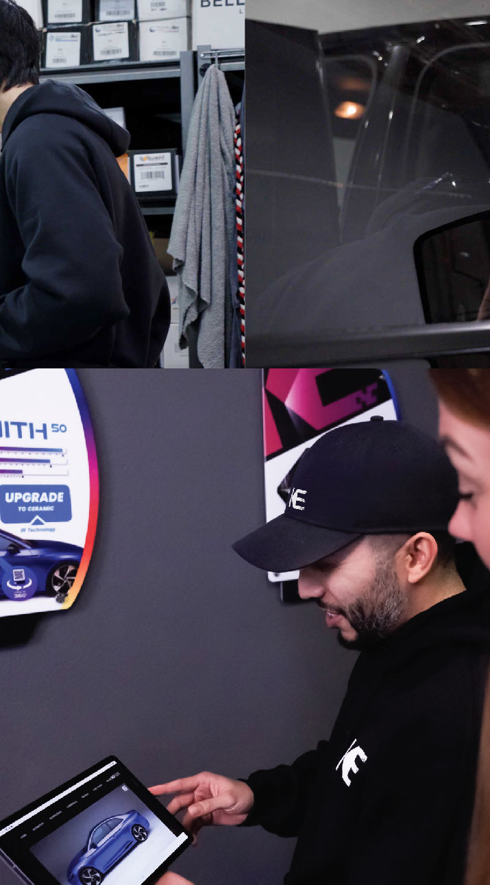 Kepler Dealer Showing Car Window Film Options to Customer in Prospect Heights, Illinois