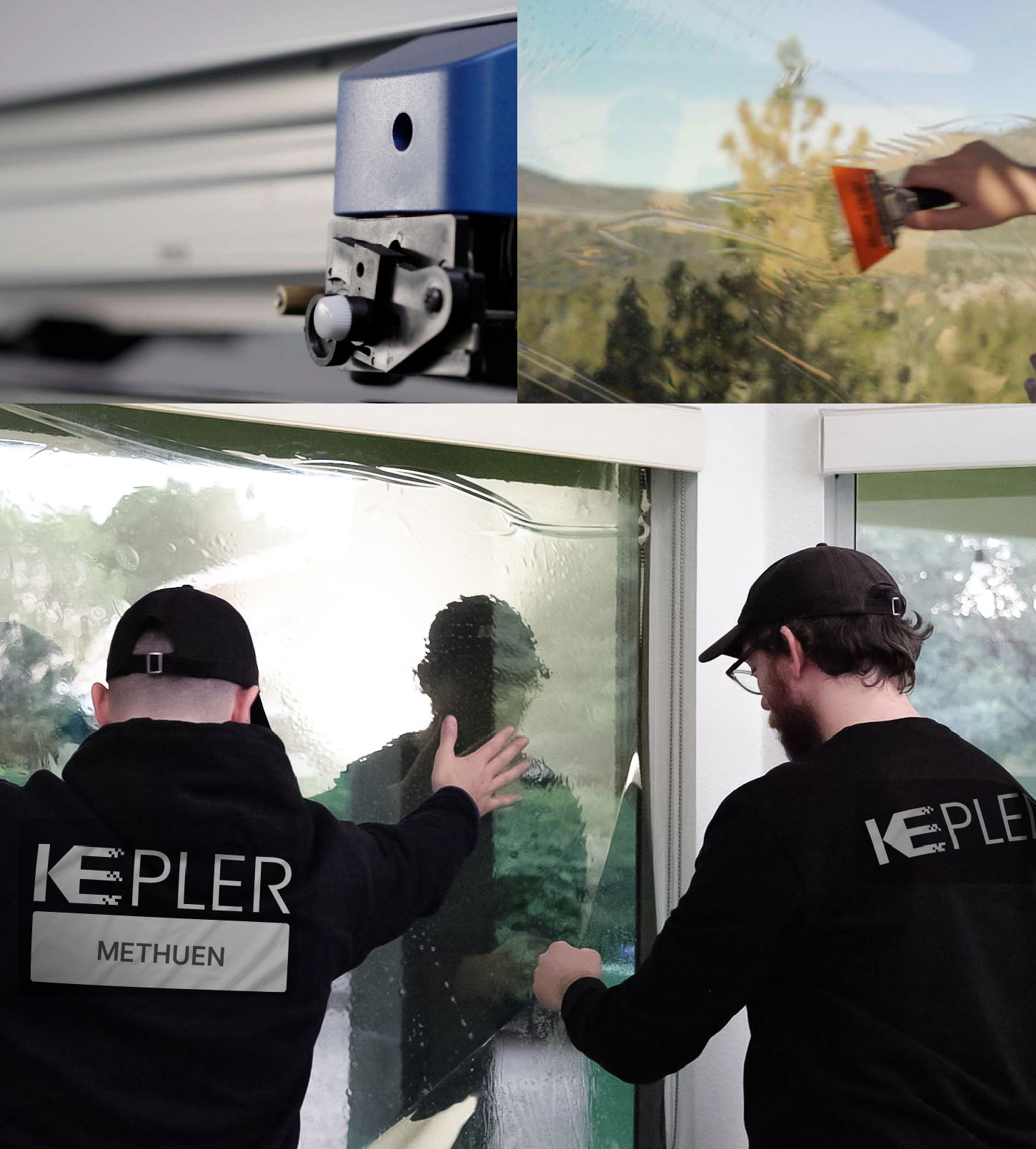 Expert Technician Installing Advanced Window Tint to Home in Methuen