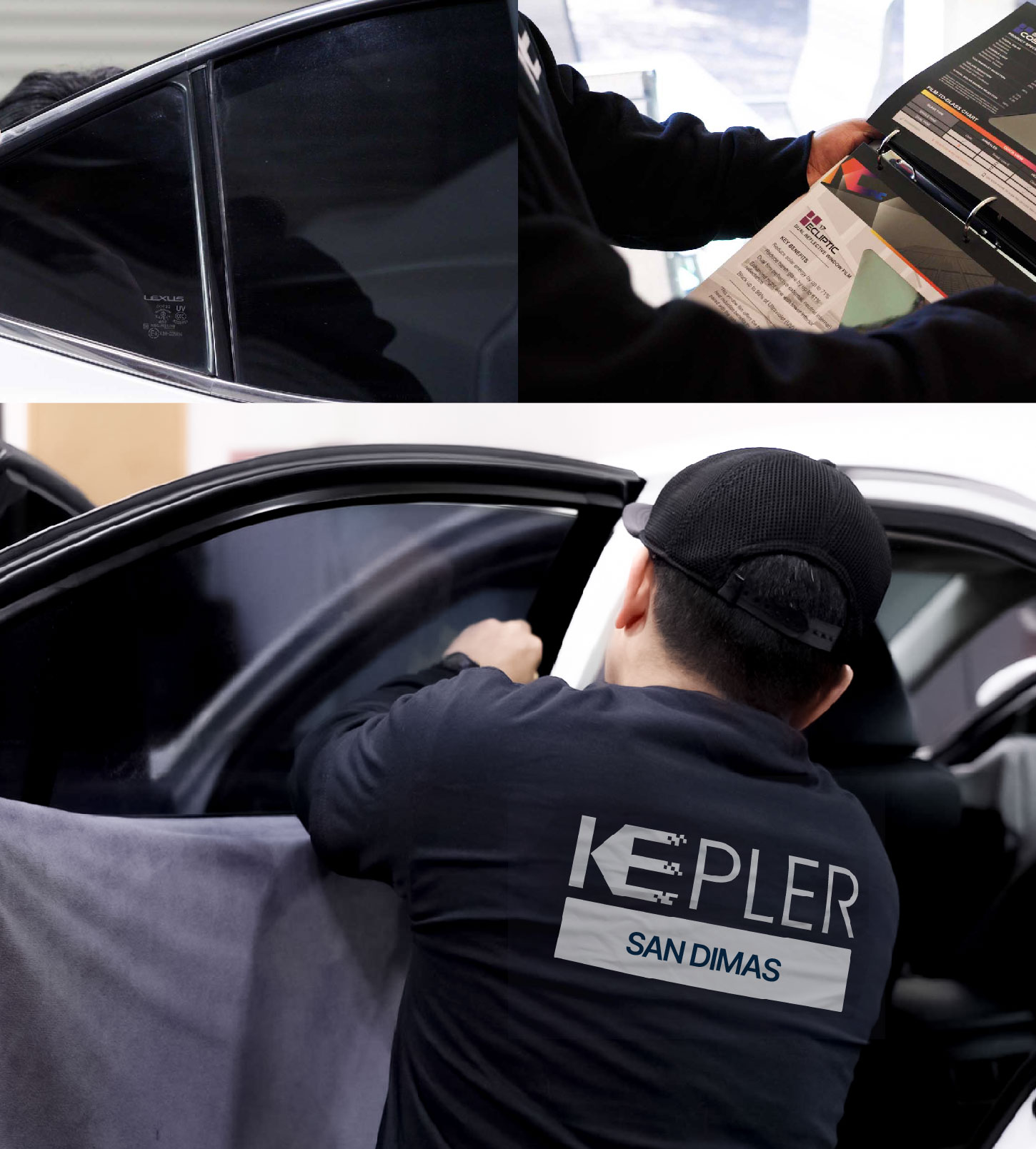 Automotive Window Tinting Expert Applying Film in San Dimas, California