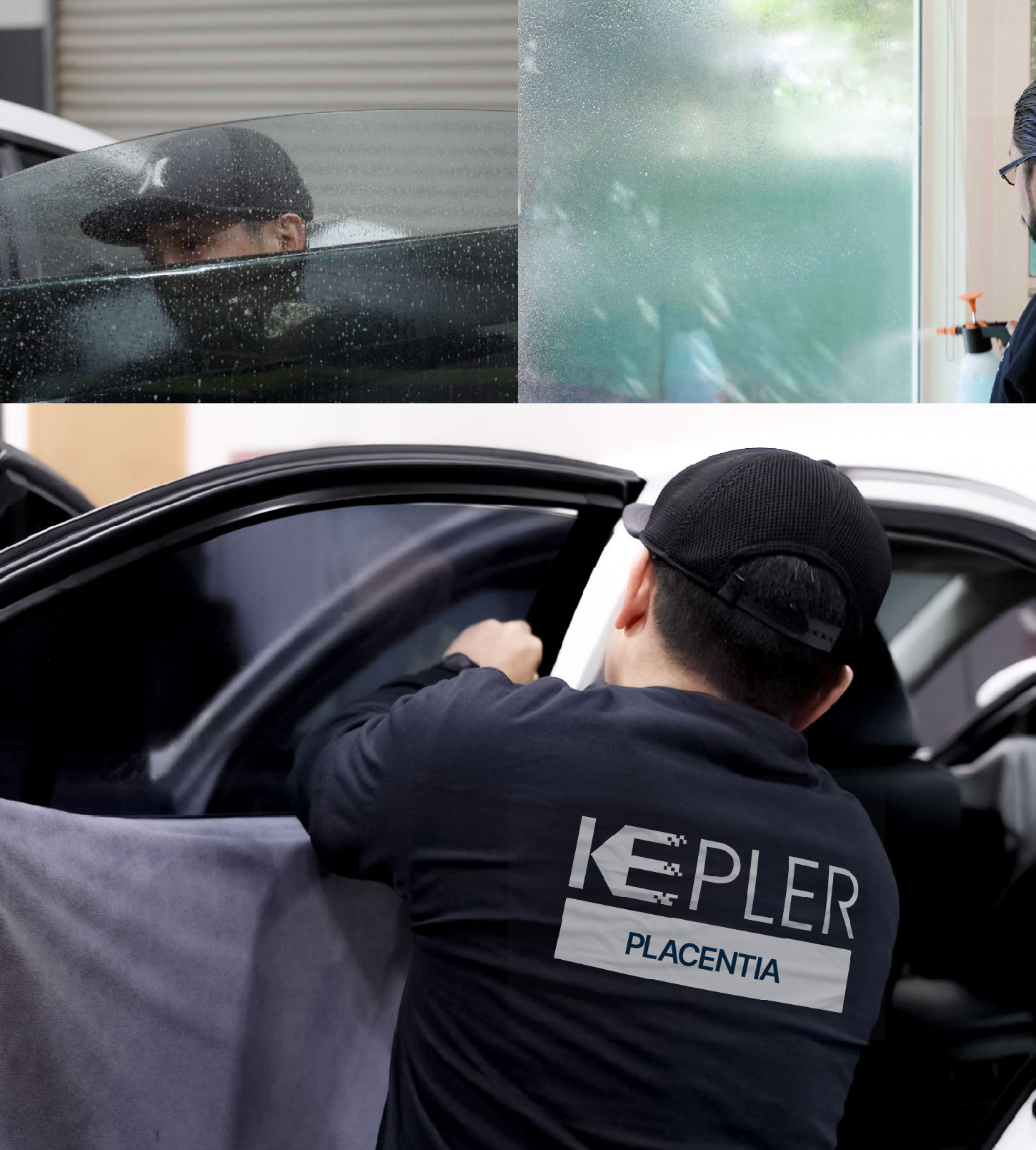 Automotive Window Tinting Expert Applying Film in Placentia, California