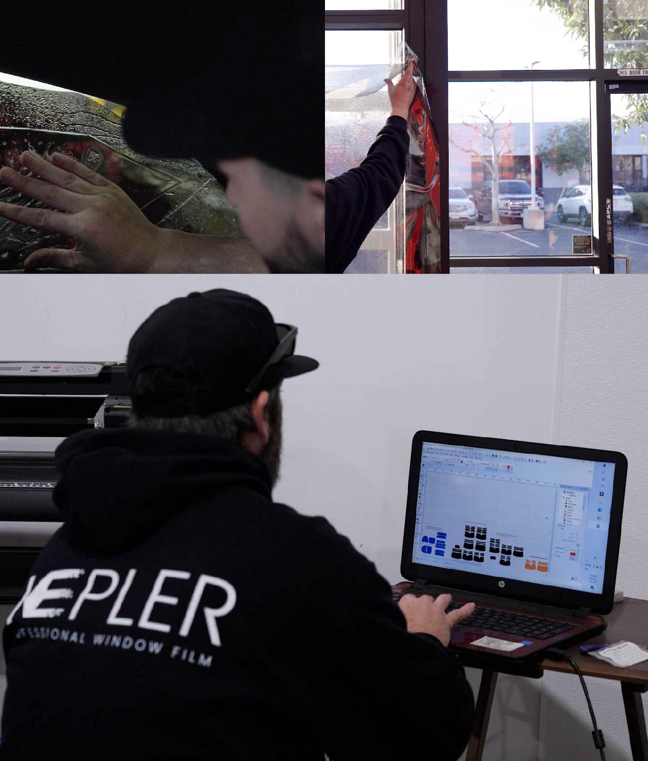 Ceramic Window Tinting Expert Cutting Film in Falls Mills, Virginia