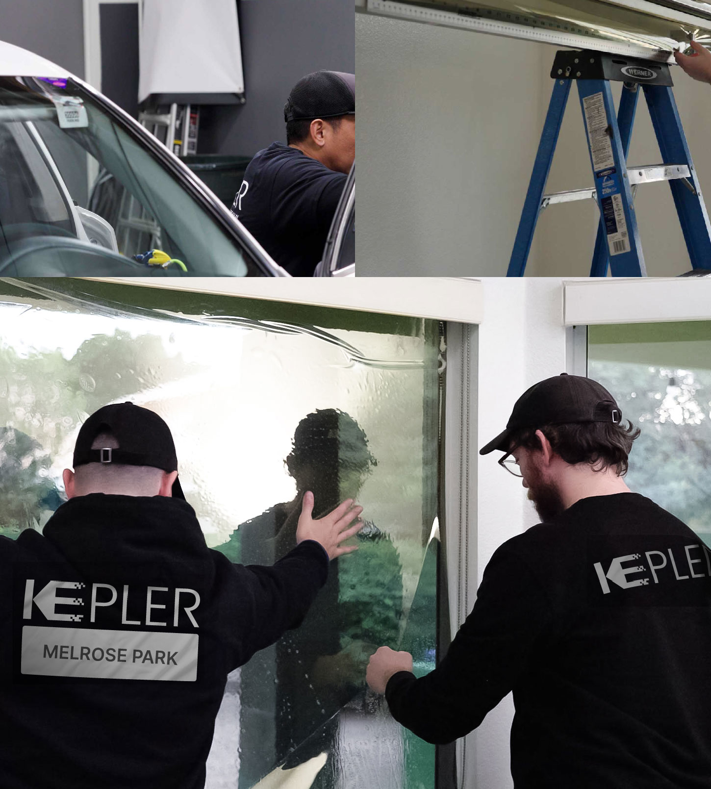 Kepler Technician Installing High-tech Window Tint to Home in Melrose Park