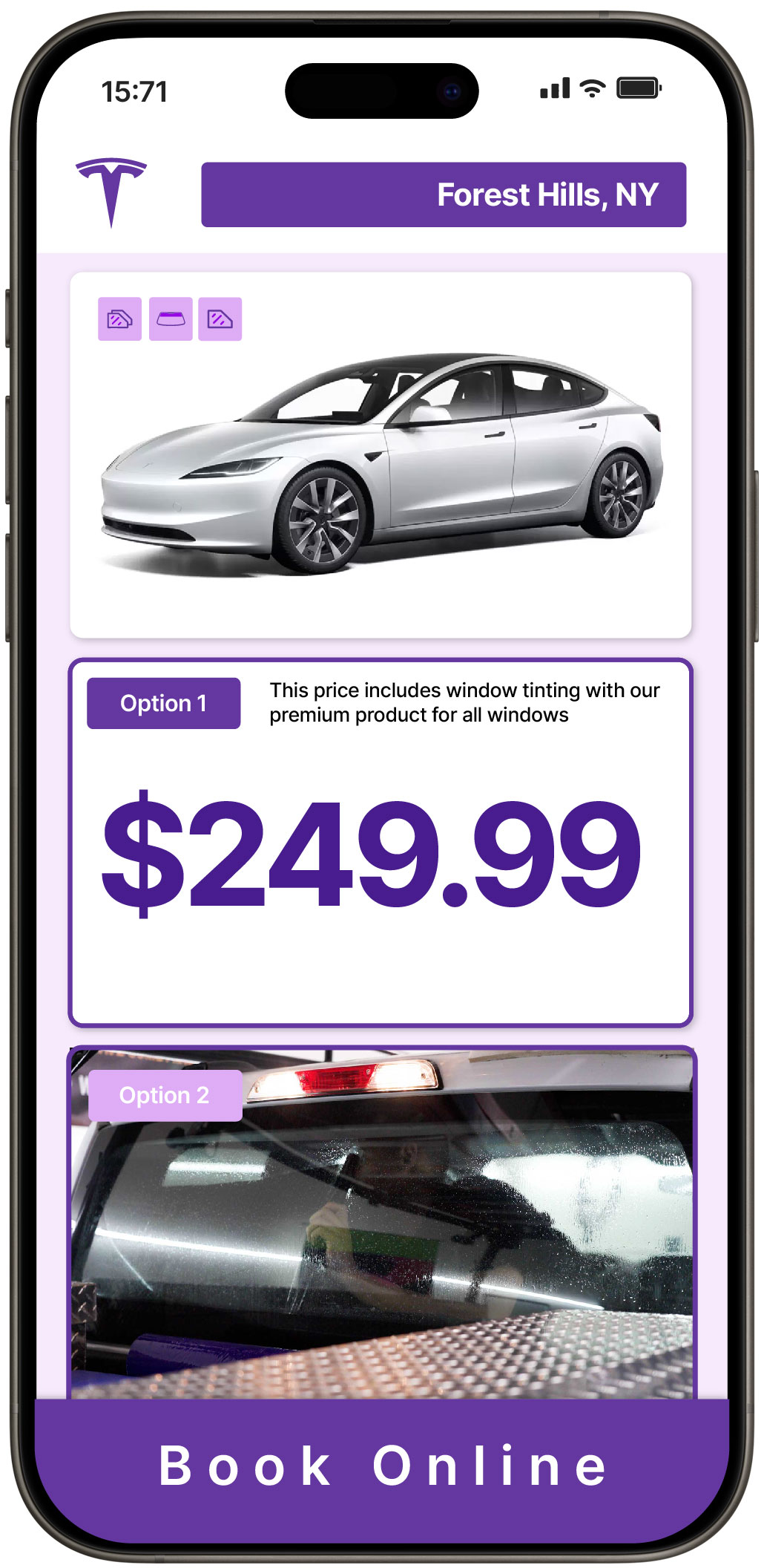View Reasonable Tesla Window Tinting Prices in Forest Hills, New York