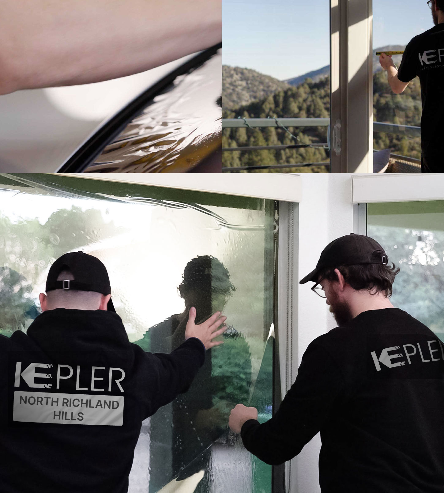 Expert Technician Installing Ceramic Window Tint to Home in North Richland Hills