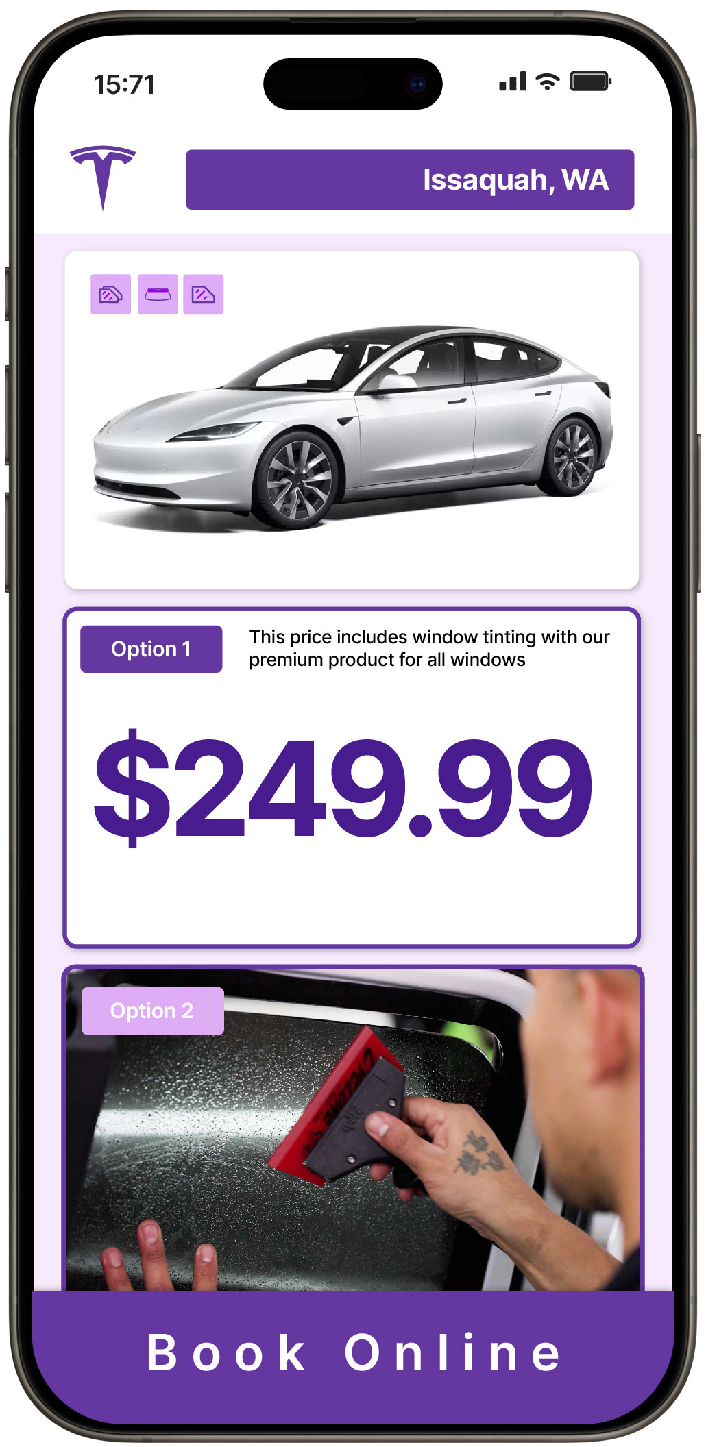 View Reasonable Tesla Window Tinting Prices in Issaquah, Washington