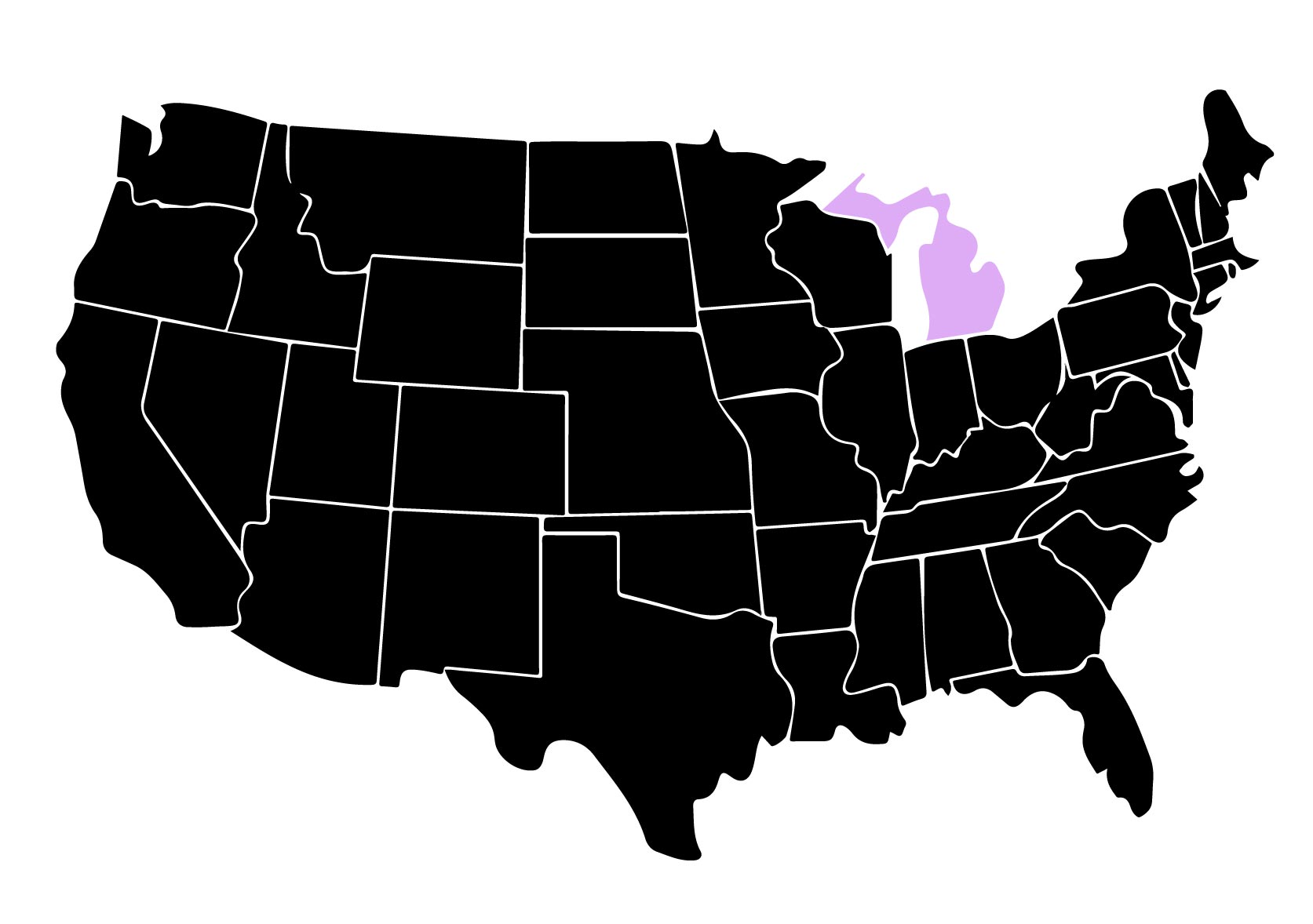 Map Displaying Location of Kepler Home Window Tinters in Kalamazoo, Michigan with Purple Highlight on the State