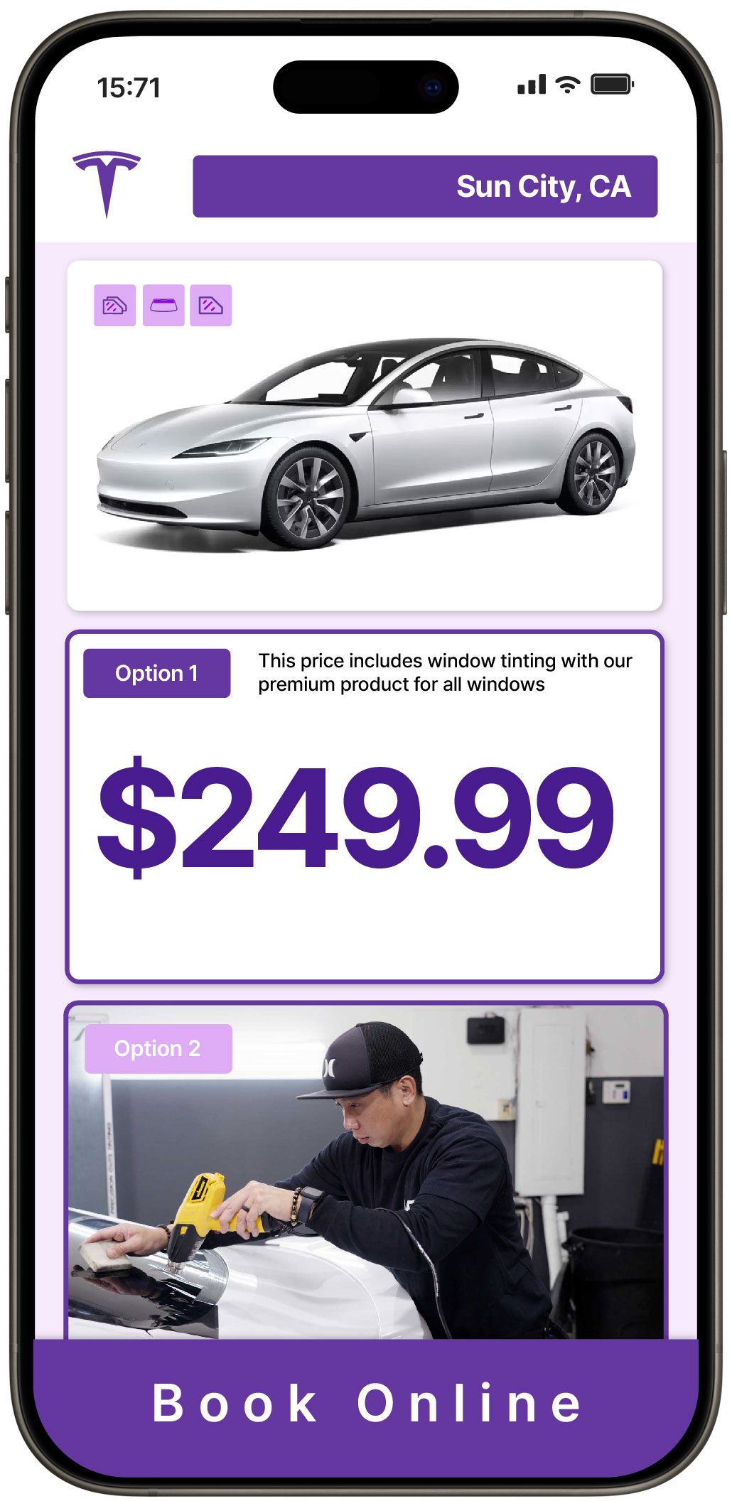 View Reasonable Tesla Window Tinting Costs in Sun City, California