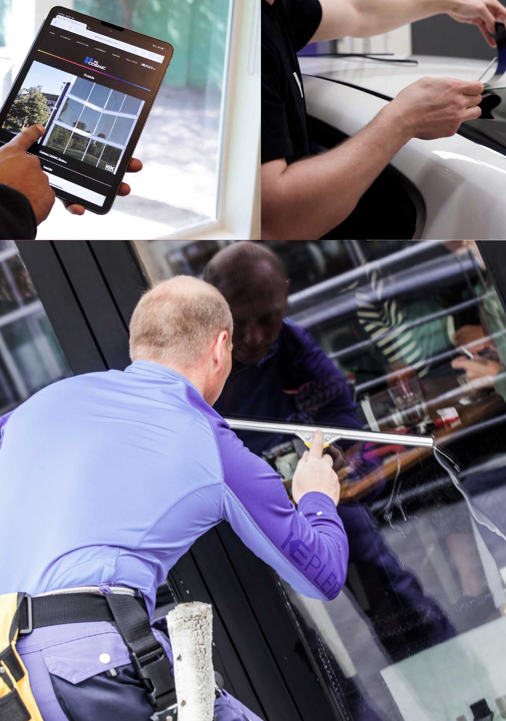 Kepler Skilled Applying Anti-Graffiti Window Film to a Vincennes Shop Front