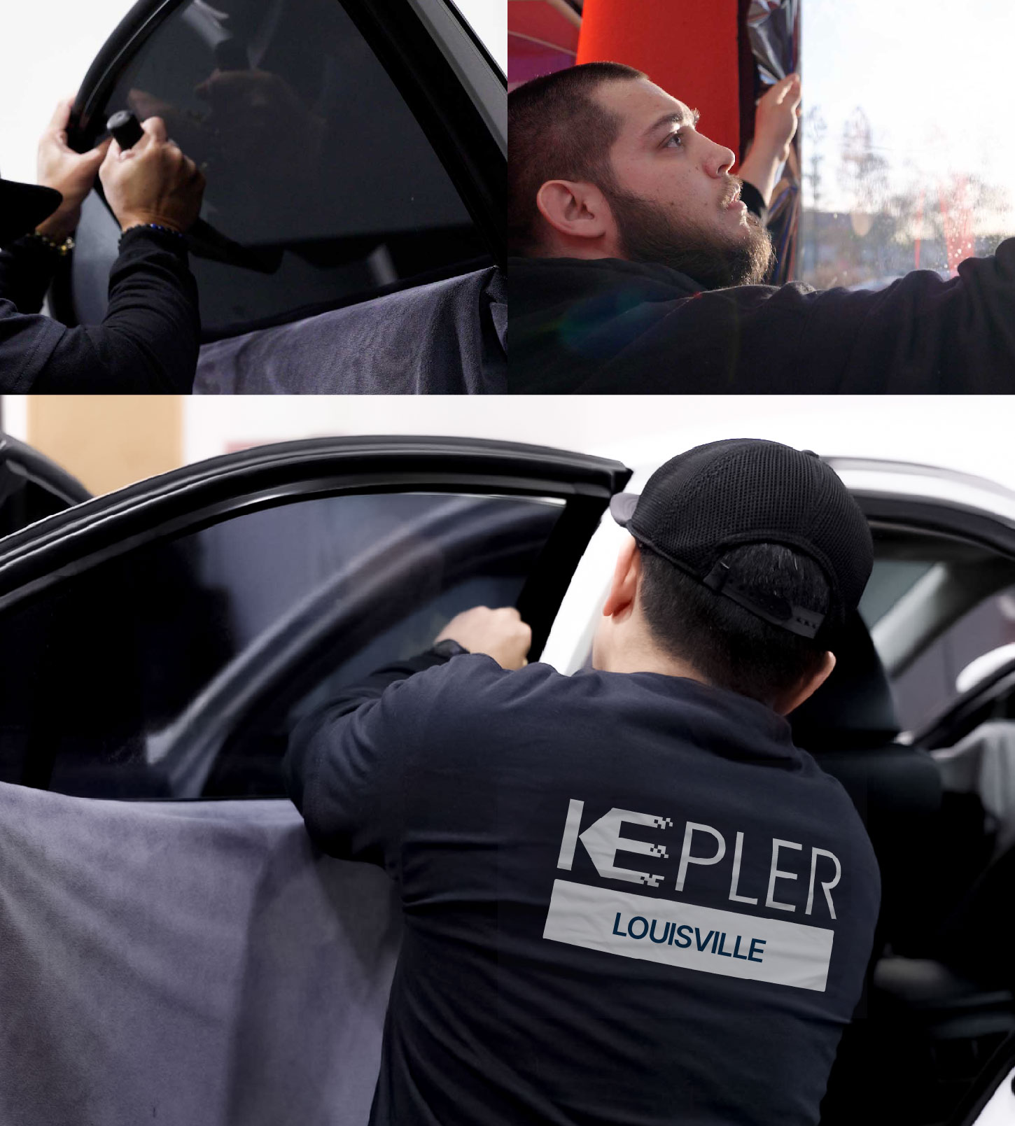 Automotive Window Tinting Expert Applying Film in Louisville, Colorado