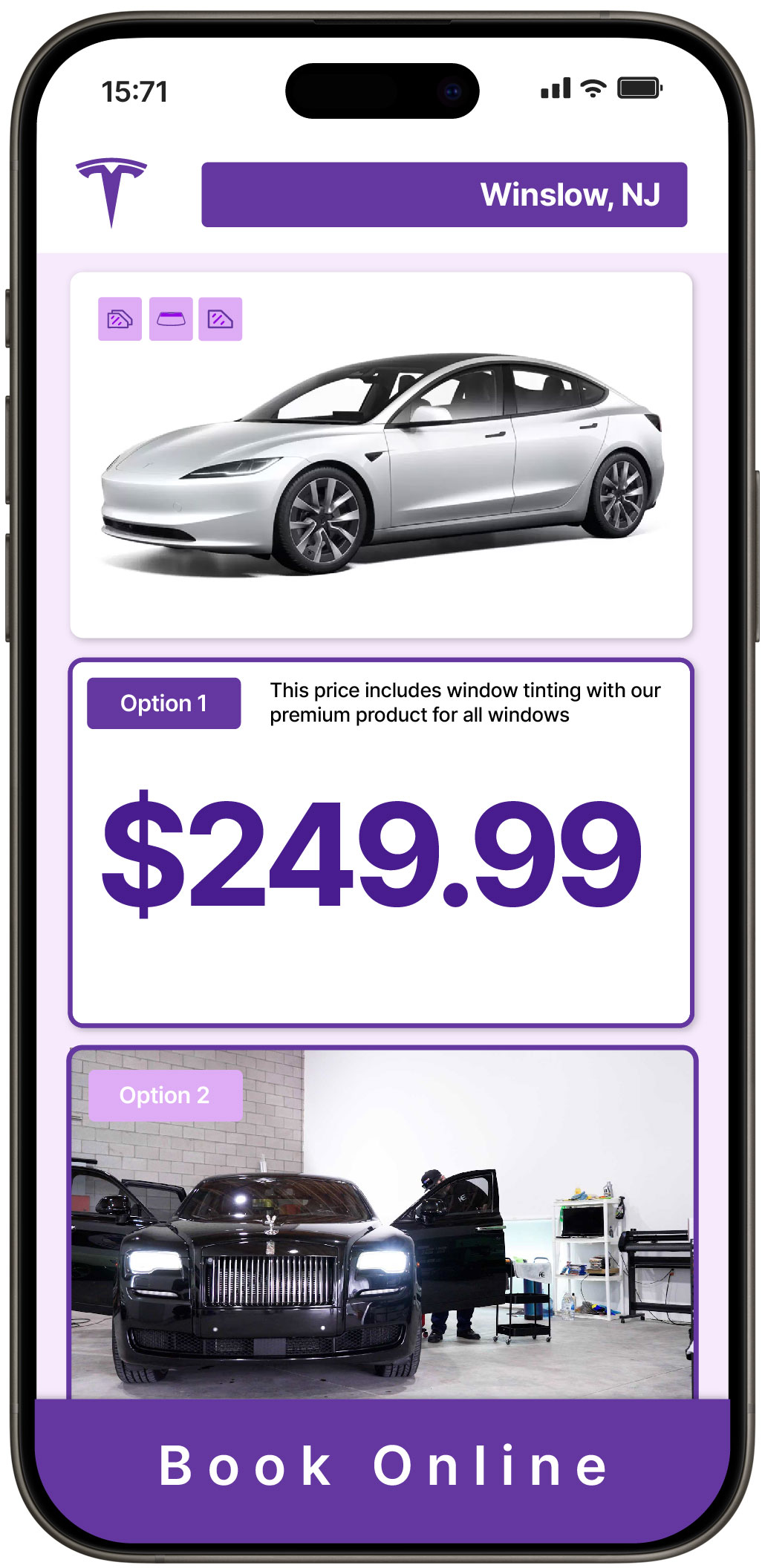 View Competitive Tesla Window Tinting Rates in Winslow, New Jersey