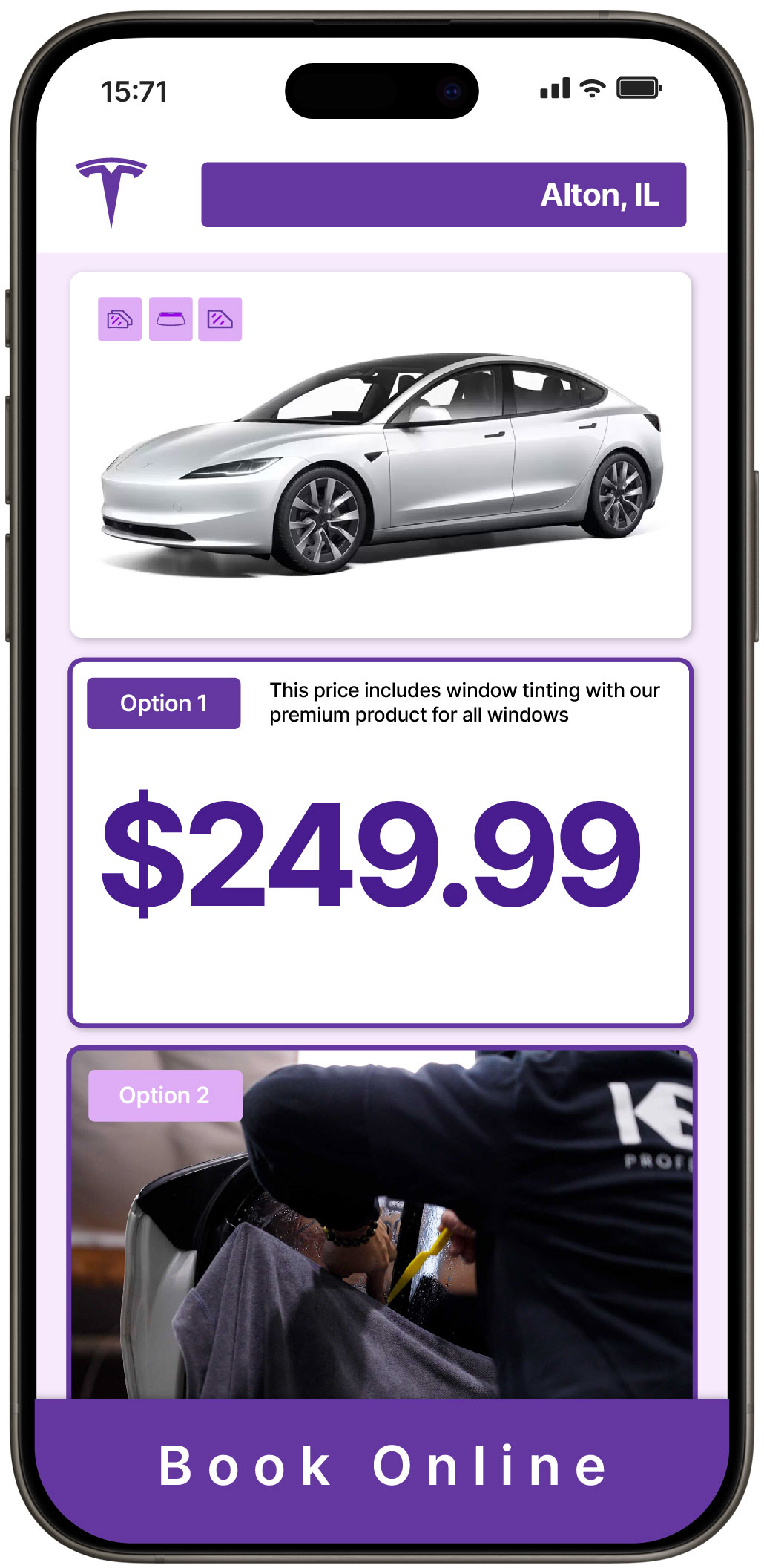 View Affordable Tesla Window Tinting Prices in Alton, Illinois