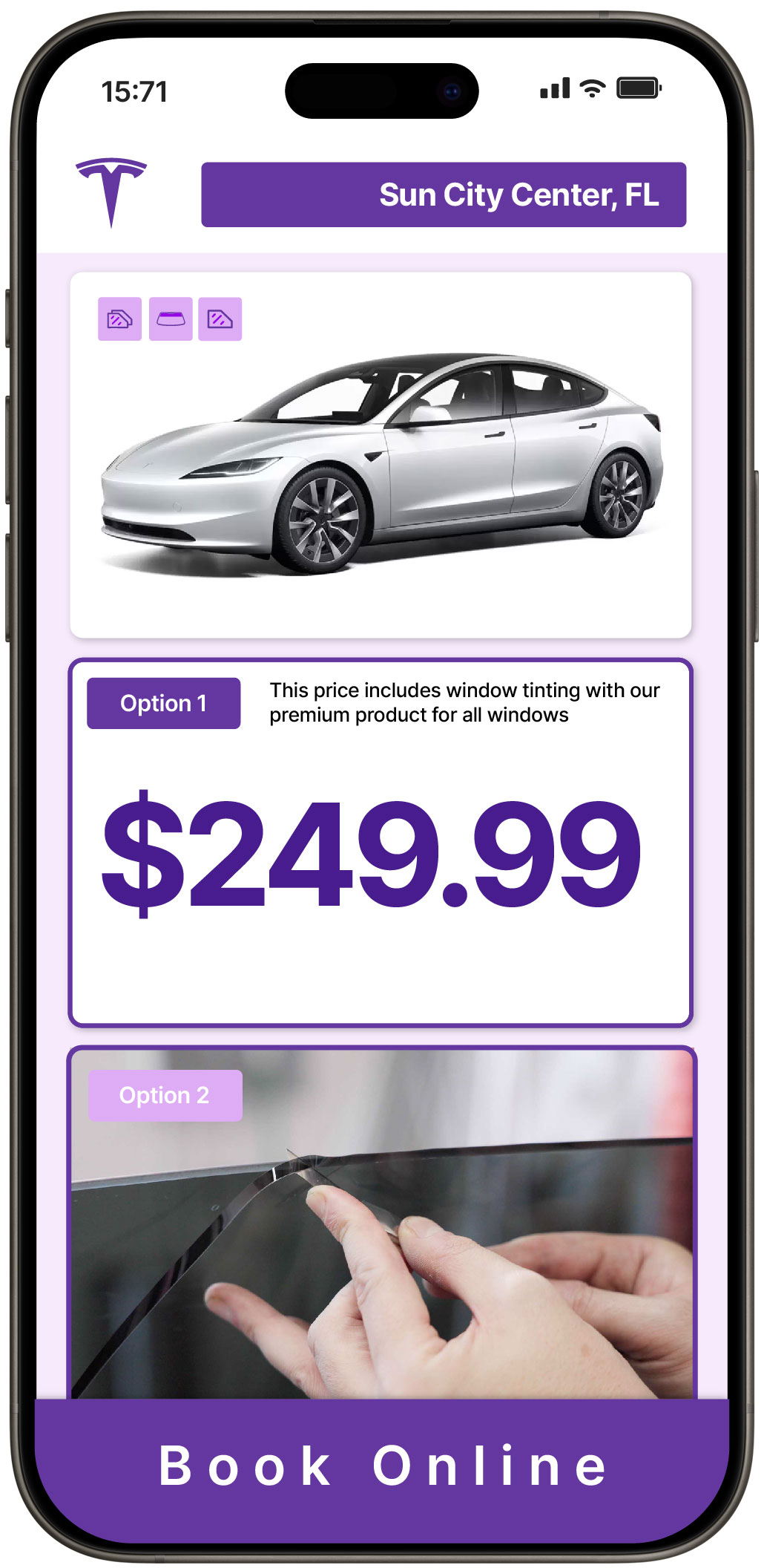 View Reasonable Tesla Window Tinting Prices in Sun City Center, Florida