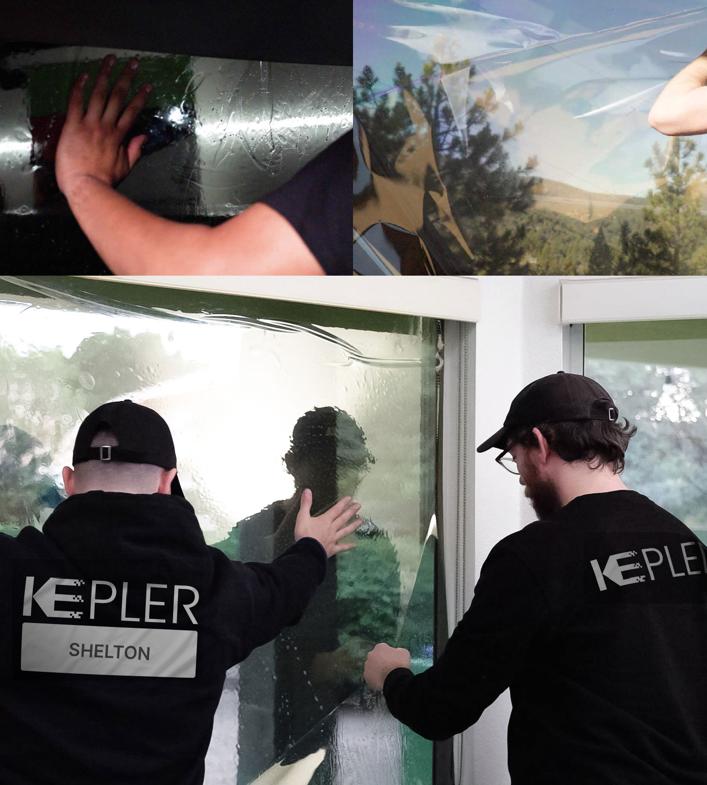 Kepler Technician Installing Ceramic Window Tint to Home in Shelton