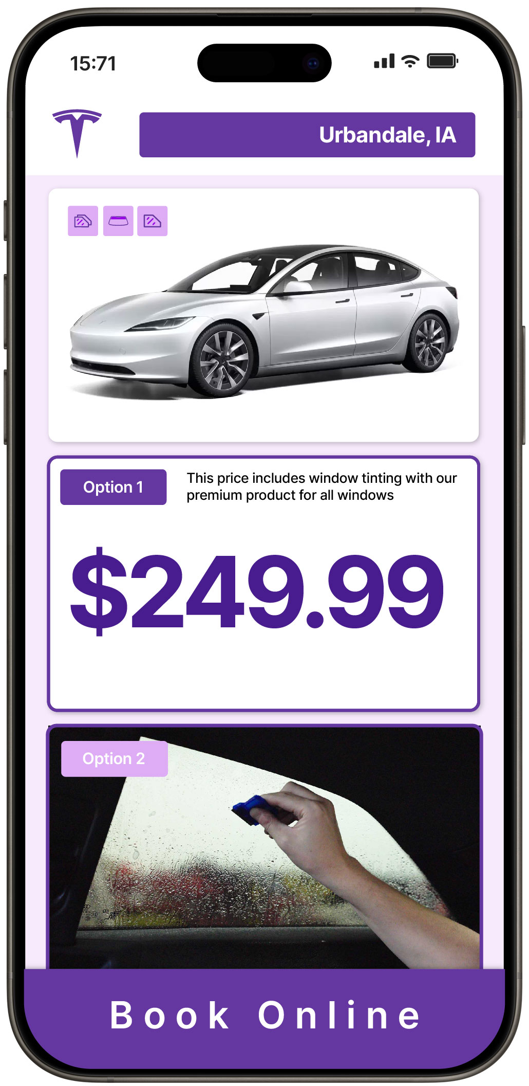View Reasonable Tesla Window Tinting Prices in Urbandale, Iowa