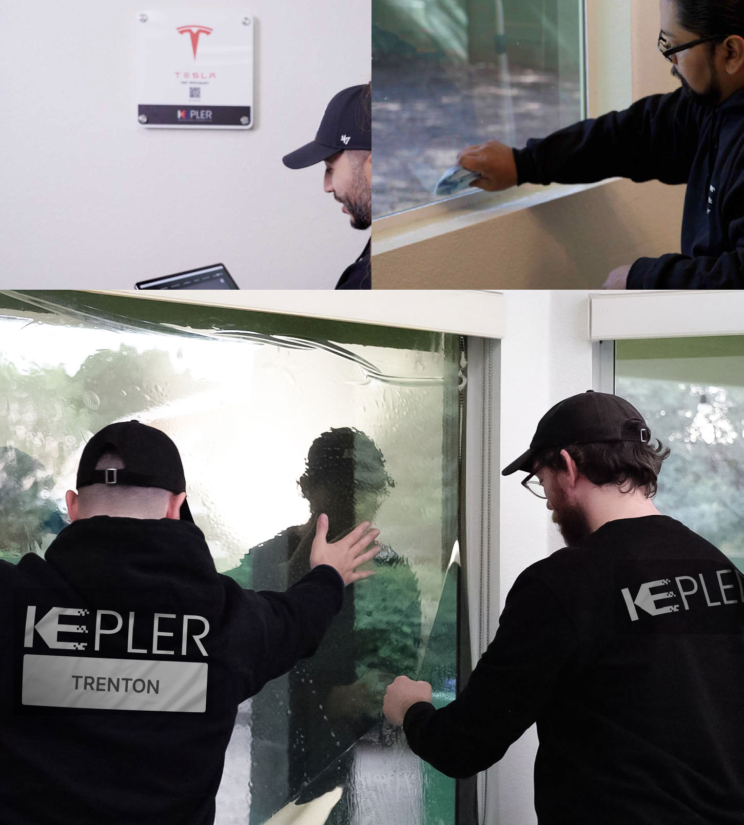 Expert Technician Installing High-tech Window Tint to Home in Trenton