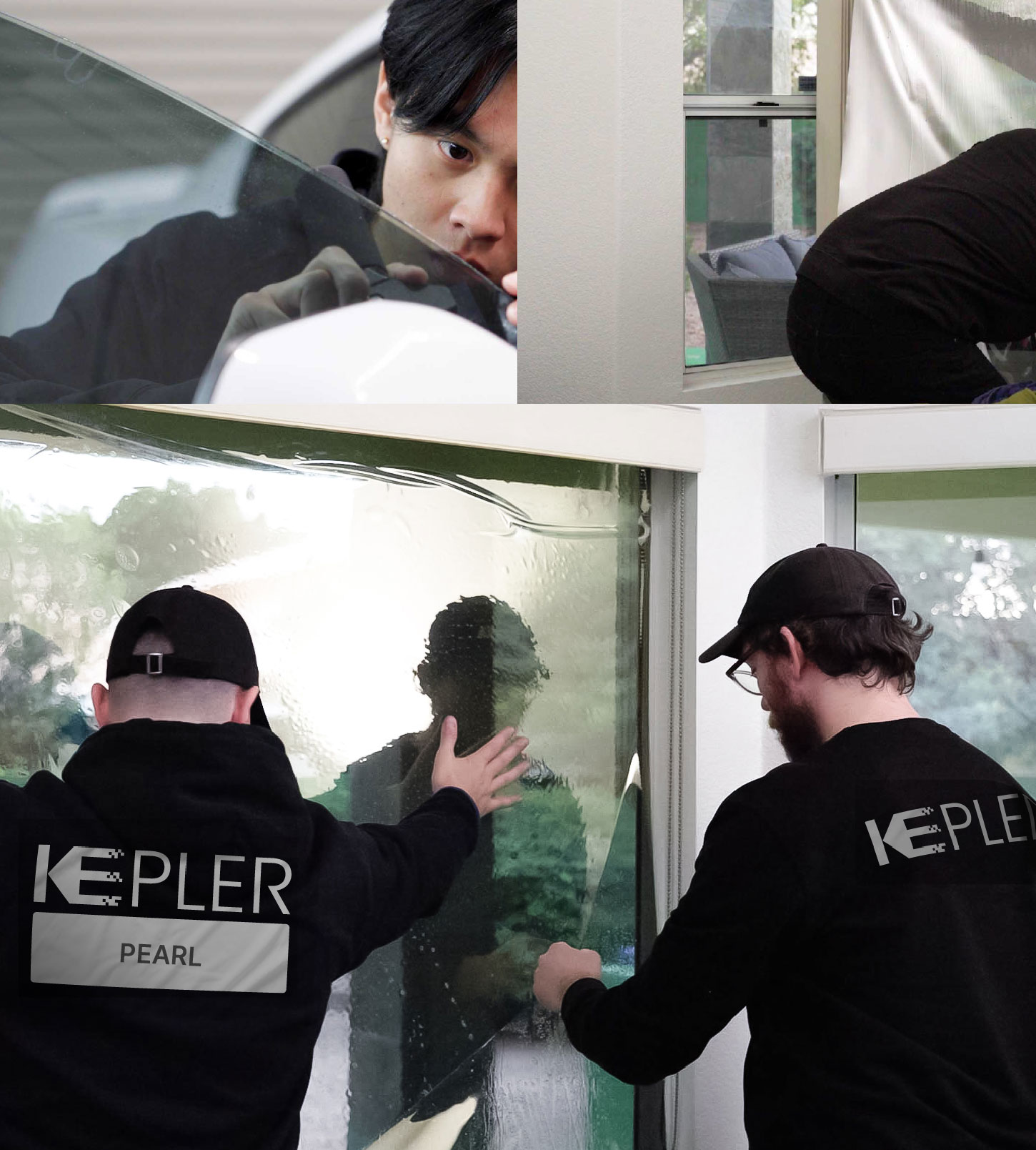 Kepler Technician Fitting High-tech Window Tint to Home in Pearl