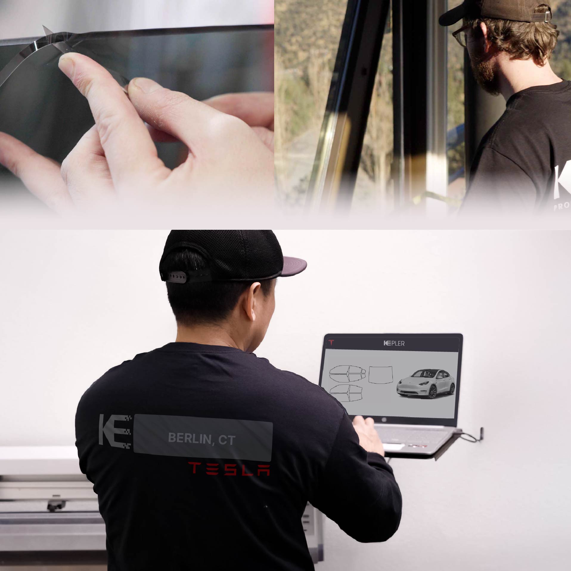 Kepler Technician Installing Advanced Window Tint to Tesla in Berlin