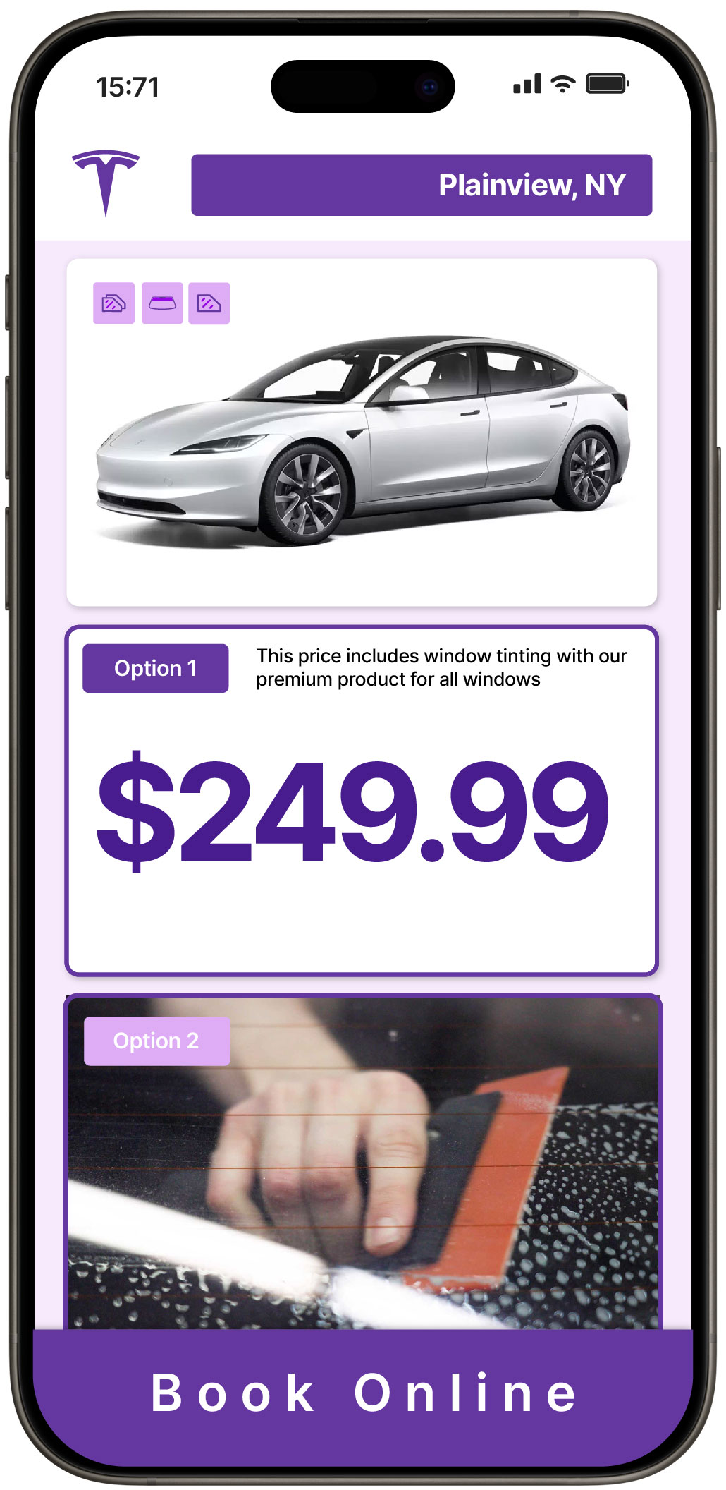 View Affordable Tesla Window Tinting Rates in Plainview, New York