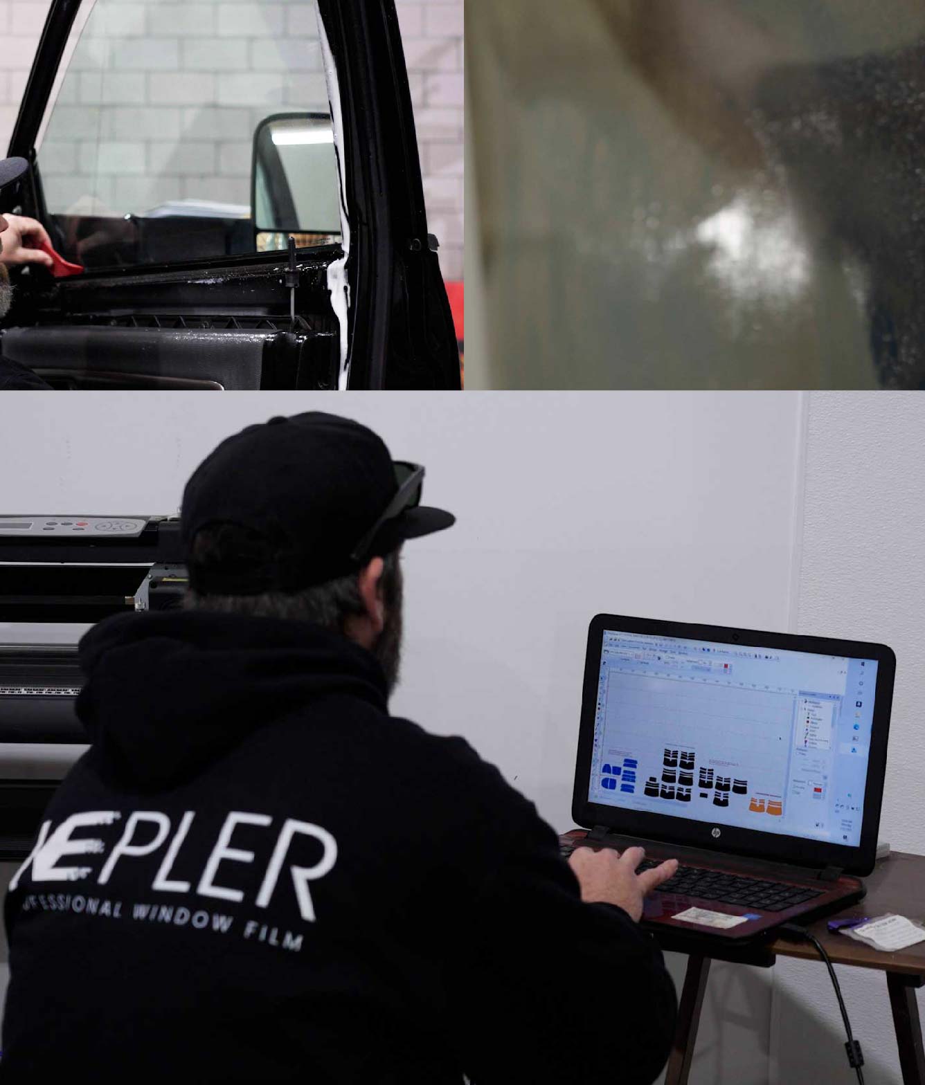 Ceramic Window Tinting Expert Cutting Film in Fond du Lac, Wisconsin