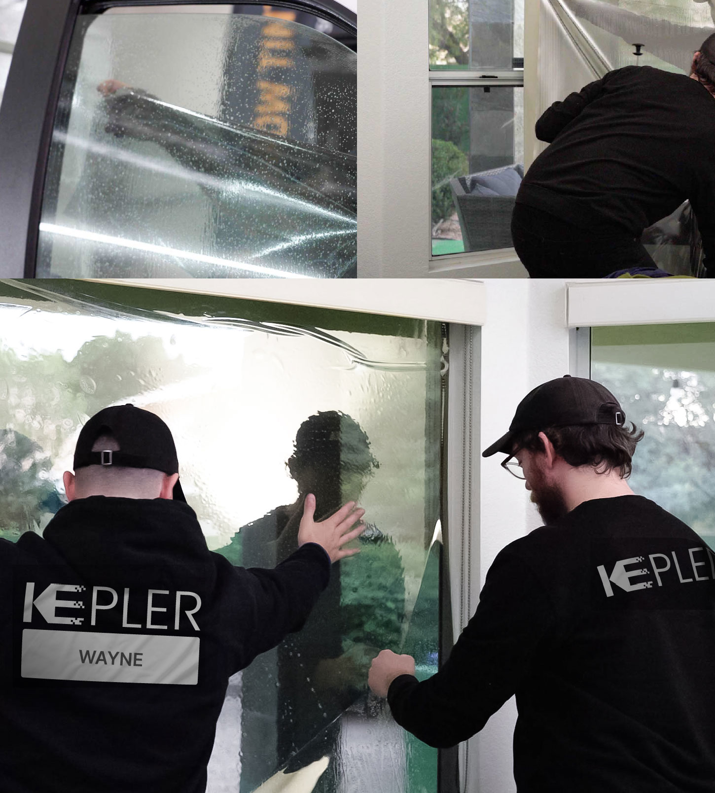 Expert Technician Installing Advanced Window Tint to Home in Wayne