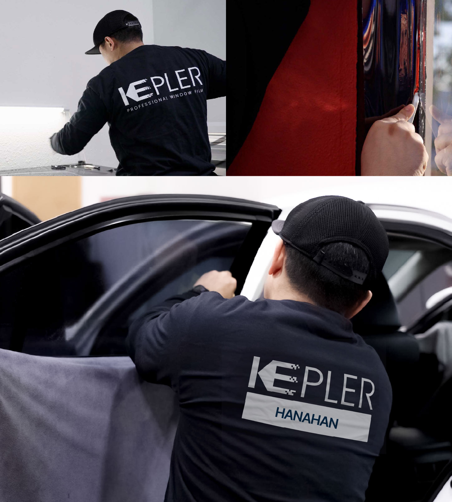 Automotive Window Tinting Expert Applying Film in Hanahan, South Carolina