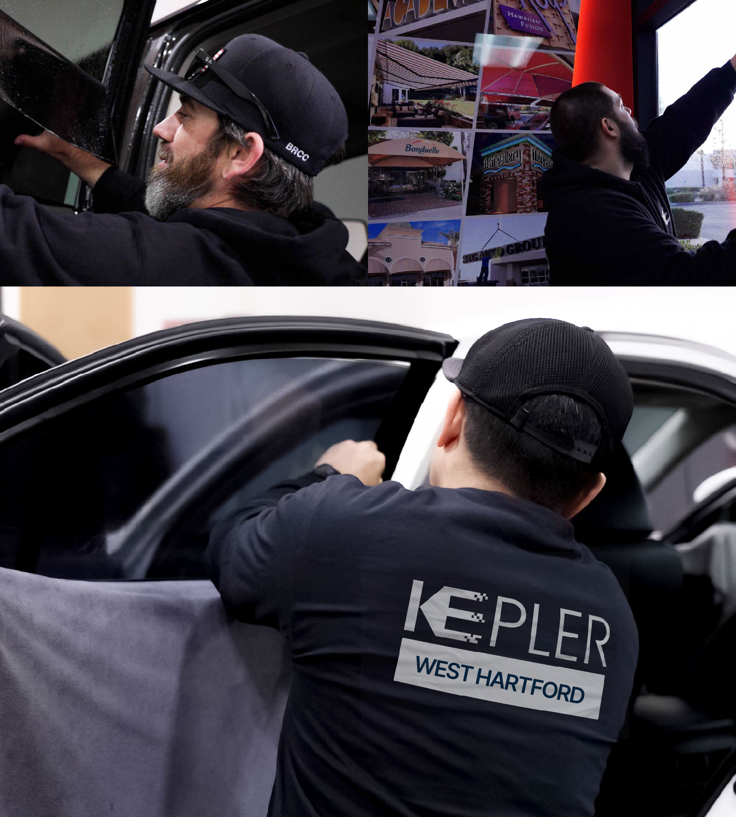 Automotive Window Tinting Expert Applying Film in West Hartford, Connecticut