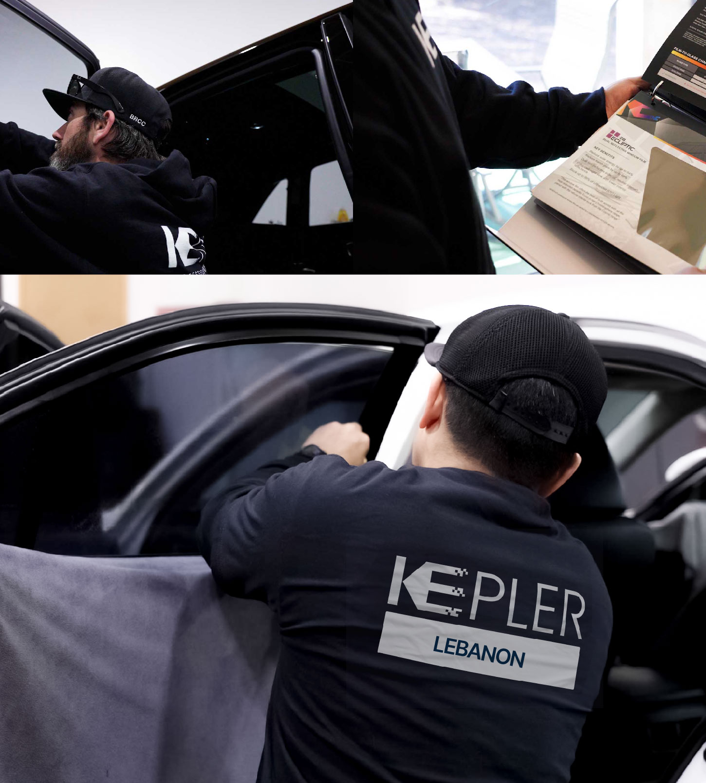 Automotive Window Tinting Expert Applying Film in Lebanon, Ohio