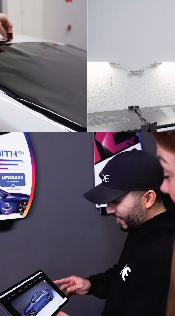 Kepler Dealer Showing Car Window Film Options to Customer in Fair Lawn, New Jersey