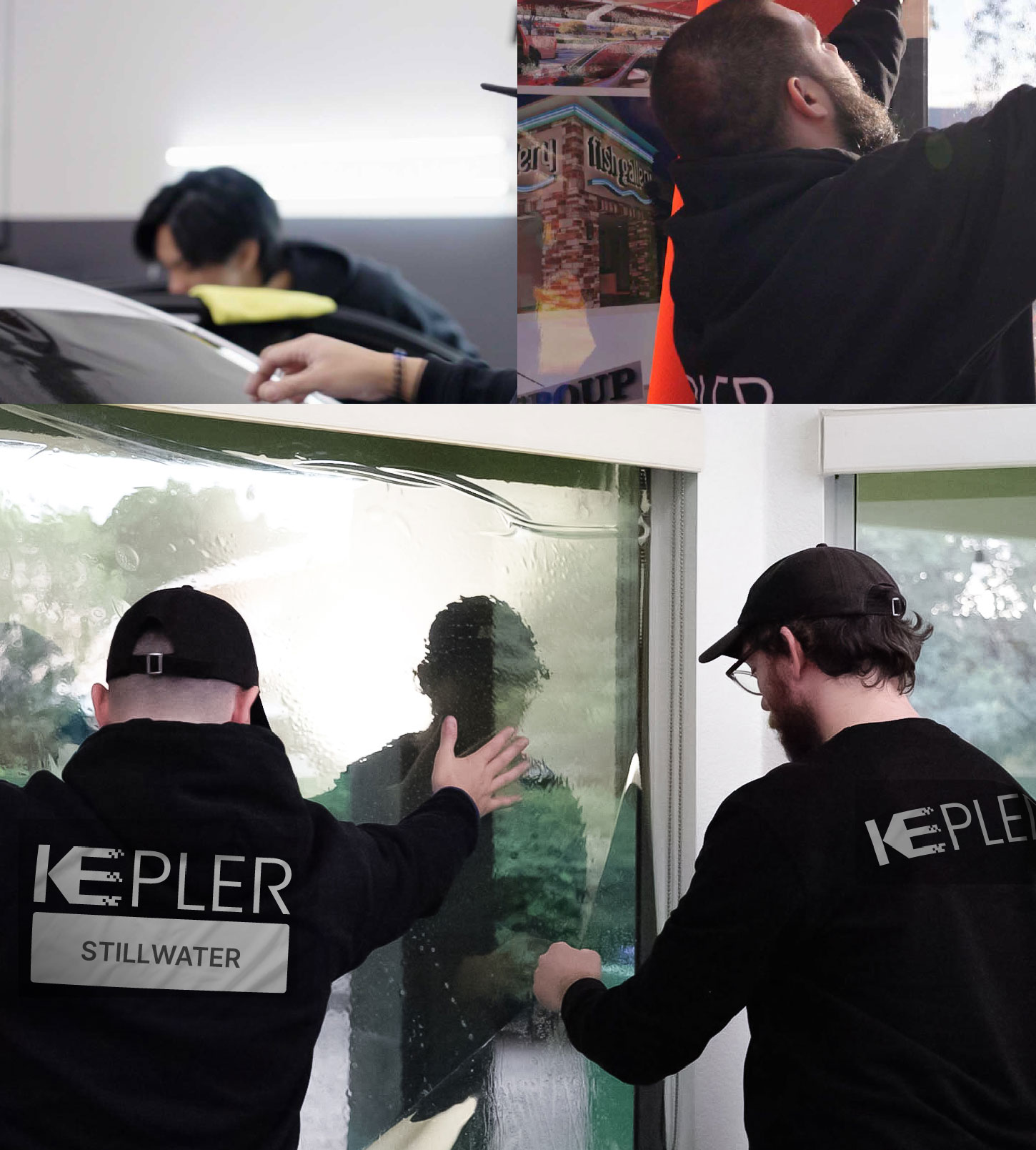 Kepler Technician Fitting Ceramic Window Tint to Home in Stillwater