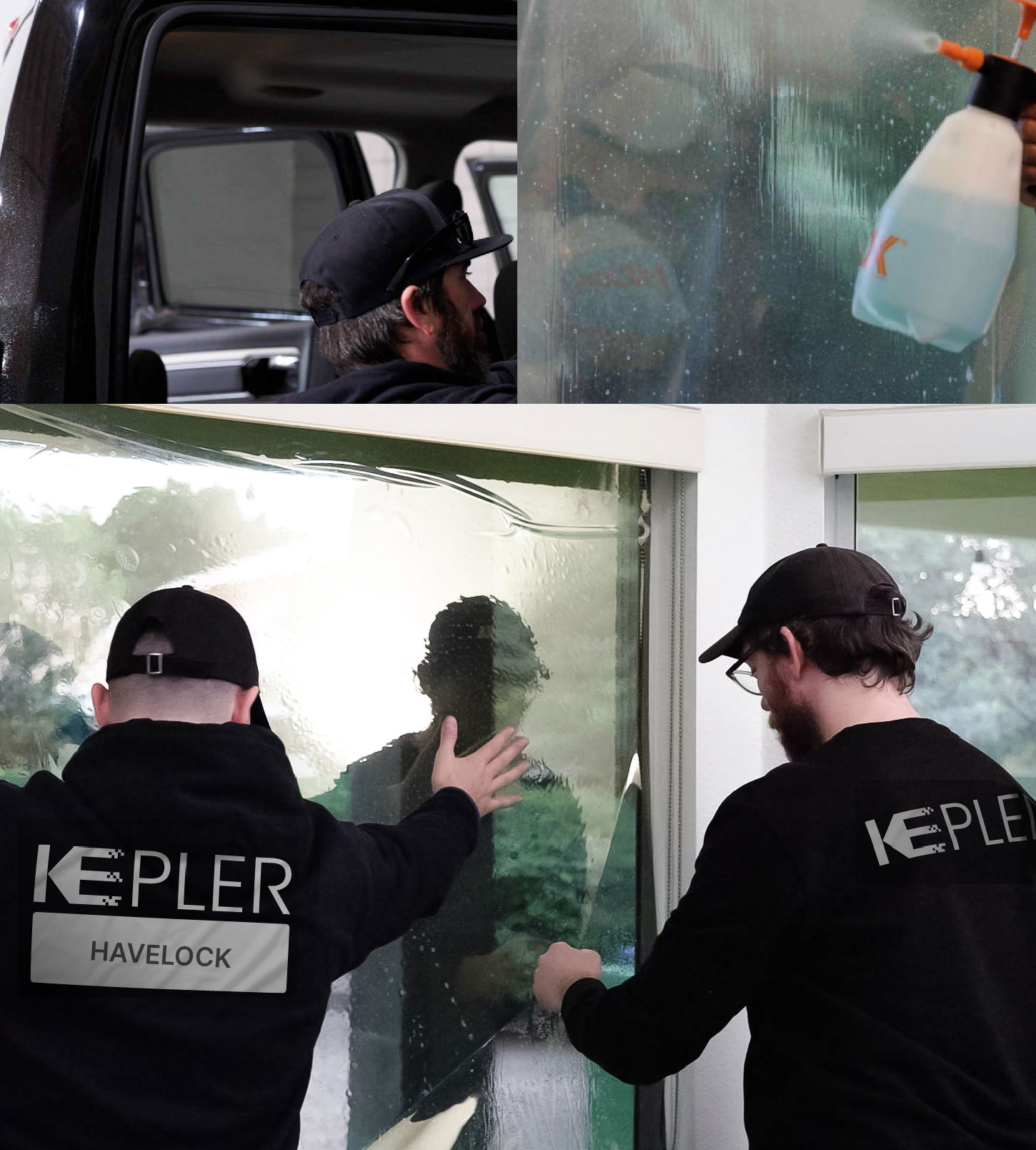 Expert Technician Fitting High-tech Window Tint to Home in Havelock