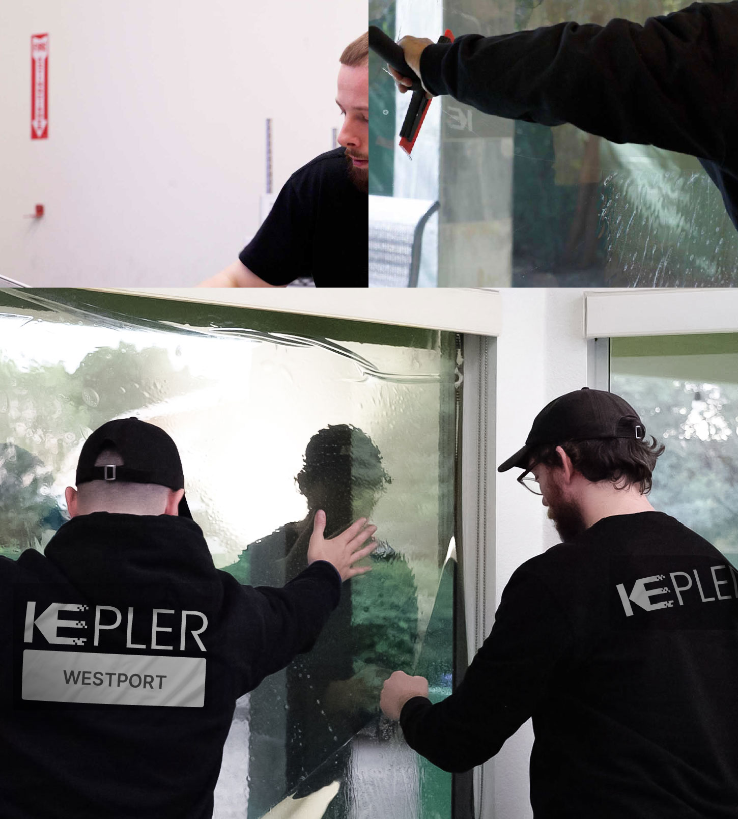 Kepler Technician Installing Ceramic Window Tint to Home in Westport
