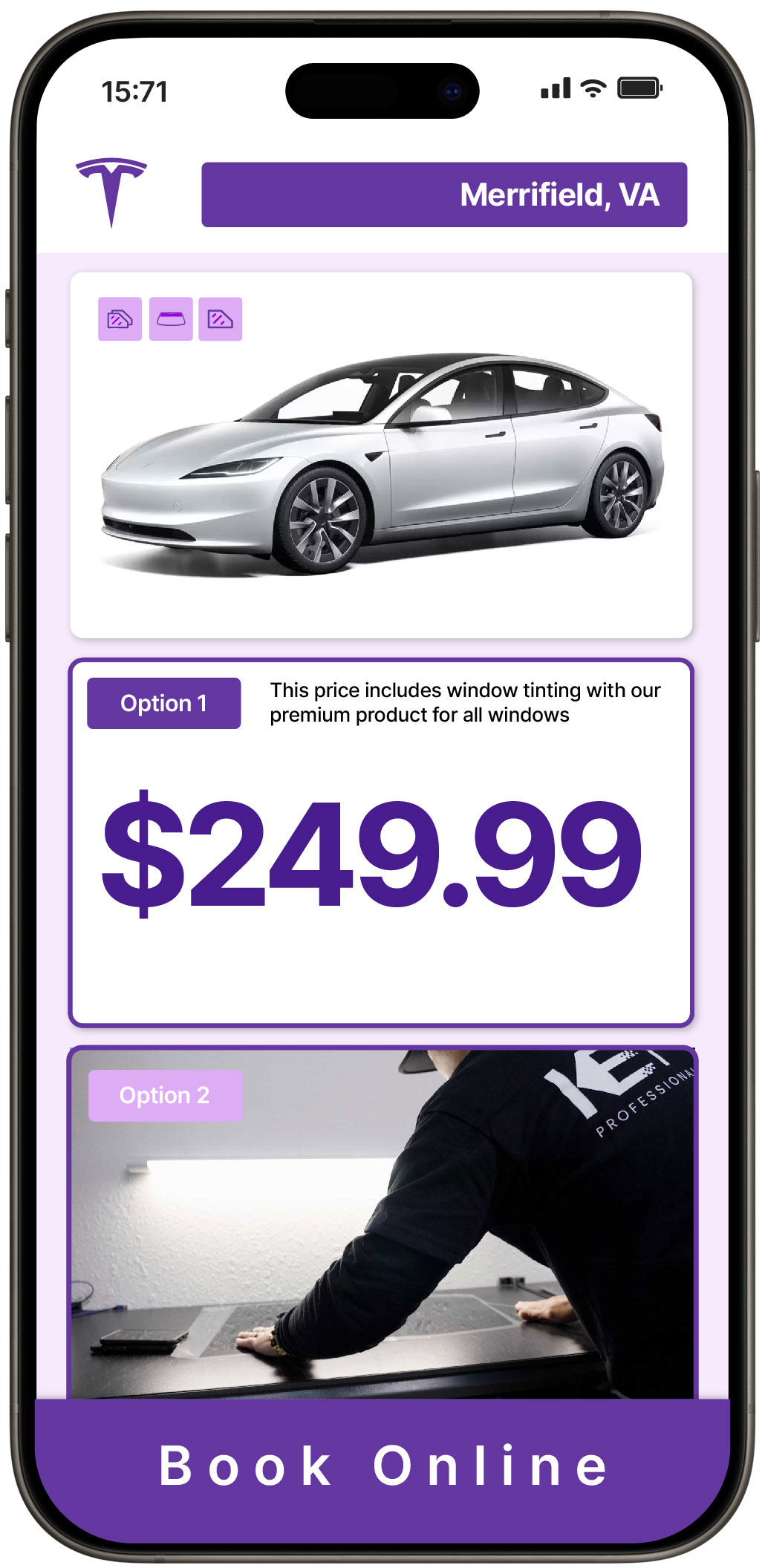 View Affordable Tesla Window Tinting Costs in Merrifield, Virginia