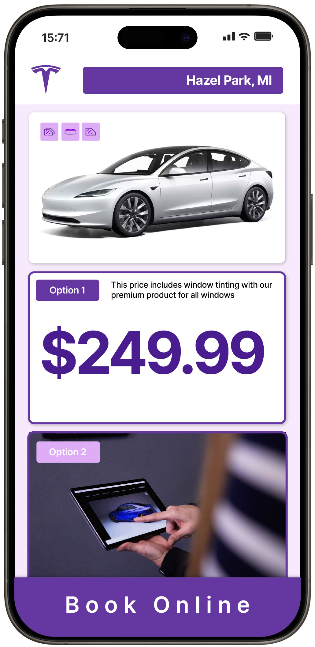 View Affordable Tesla Window Tinting Prices in Hazel Park, Michigan