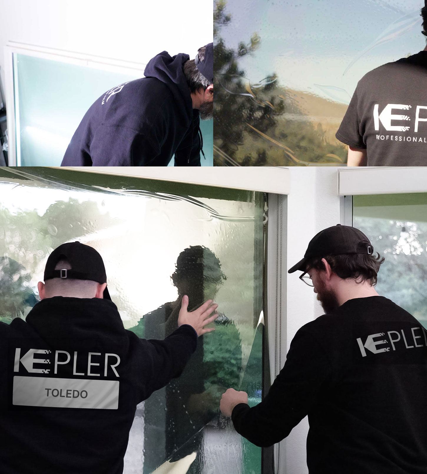 Kepler Technician Applying Advanced Window Tint to Home in Toledo