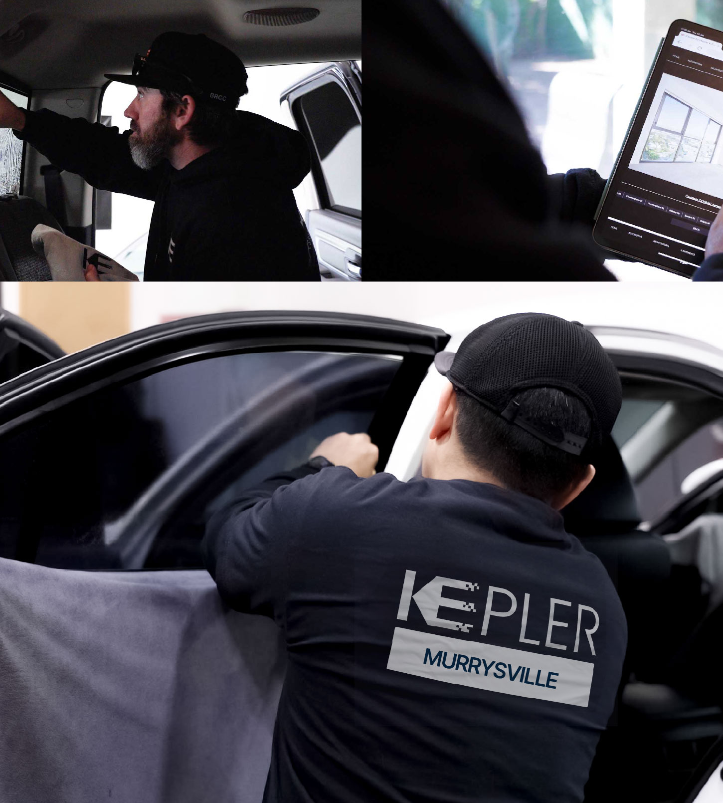 Automotive Window Tinting Expert Applying Film in Murrysville, Pennsylvania