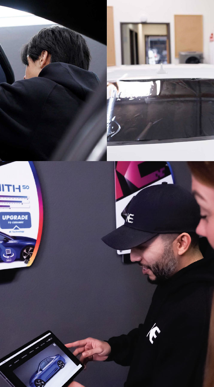 Kepler Dealer Showing Car Window Film Options to Customer in Shreveport, Louisiana