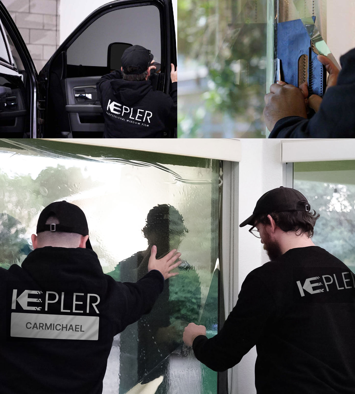 Expert Technician Applying Ceramic Window Tint to Home in Carmichael