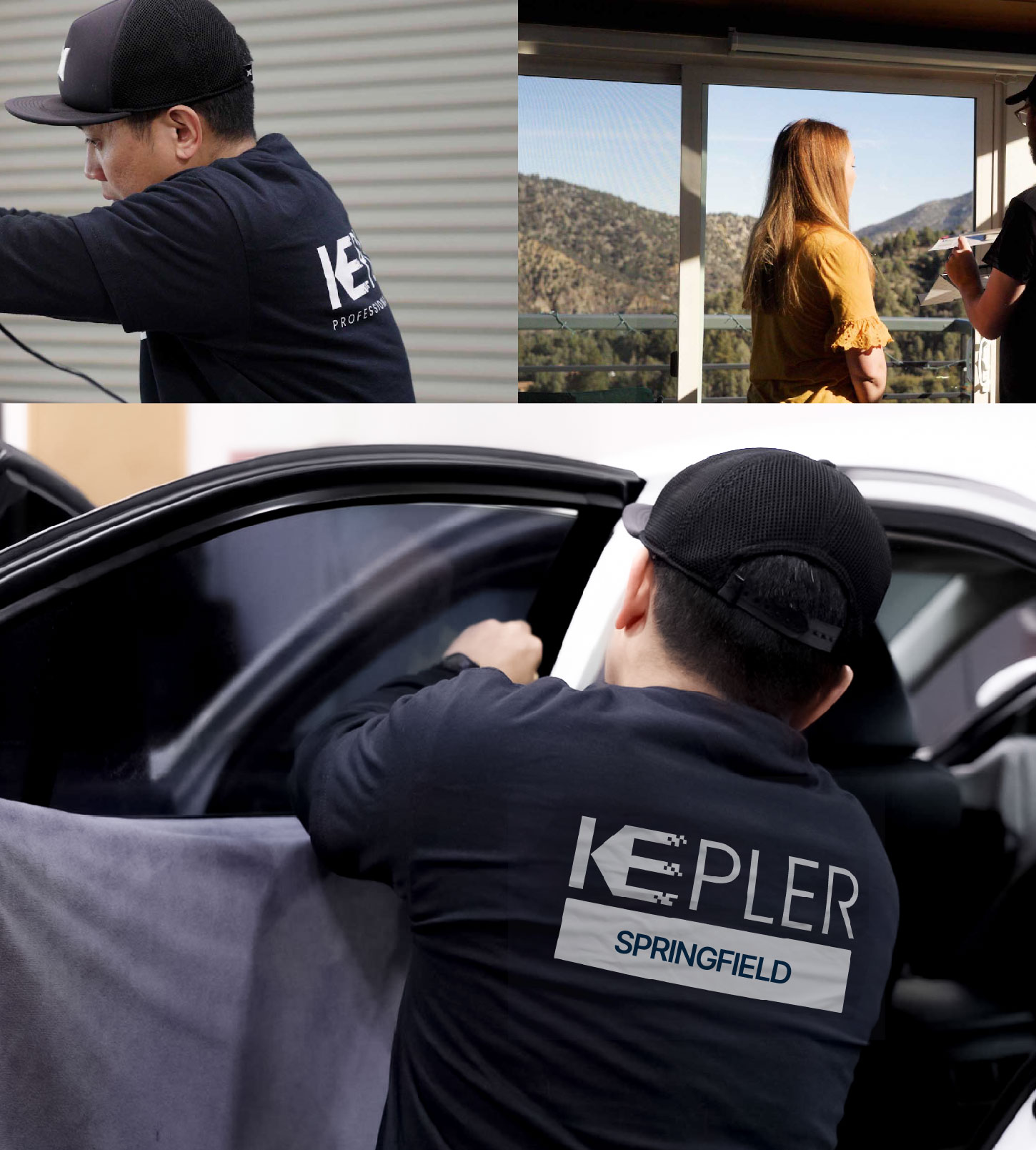 Automotive Window Tinting Expert Applying Film in Springfield, Tennessee