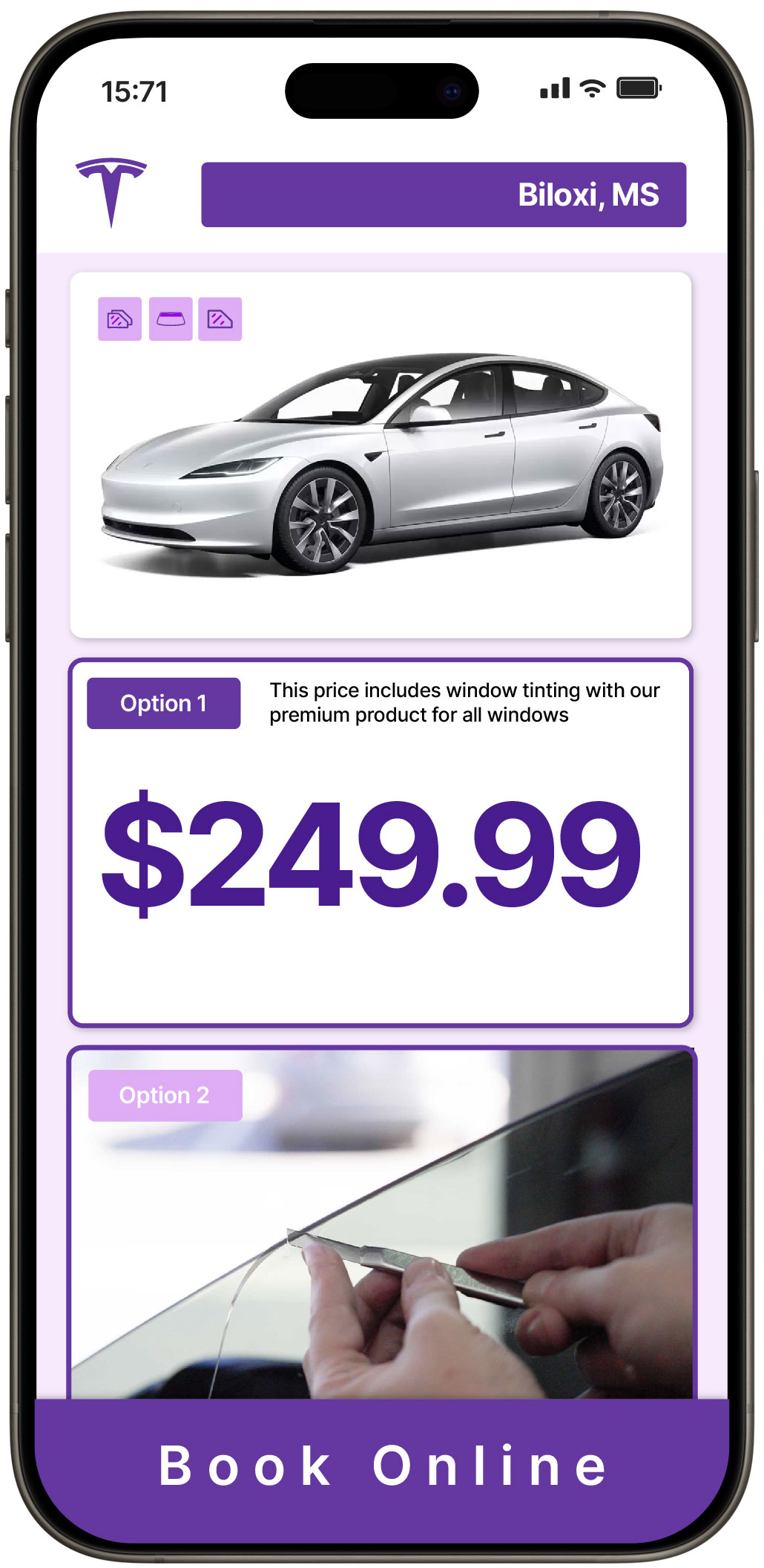 View Affordable Tesla Window Tinting Rates in Biloxi, Mississippi